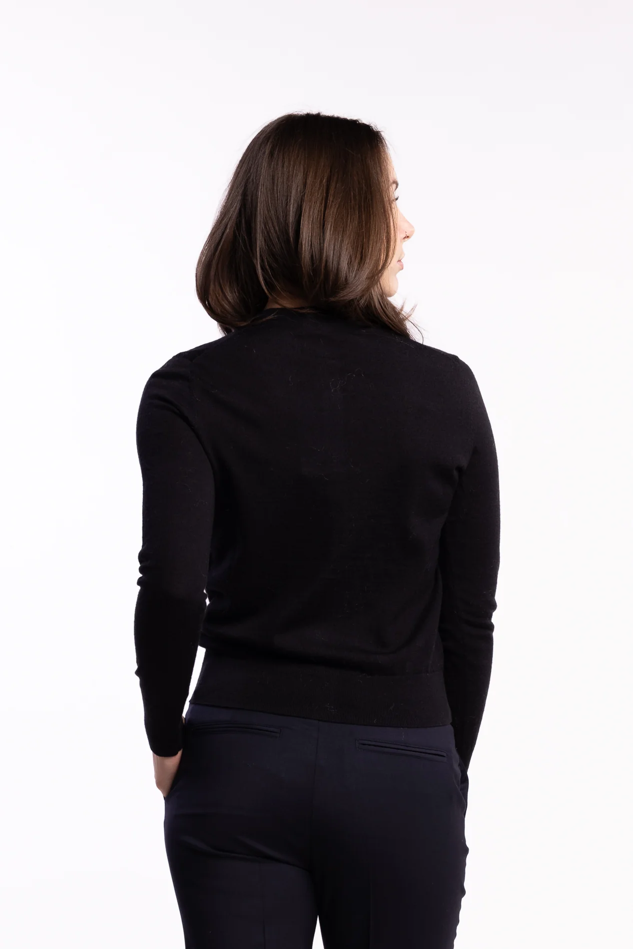 Merino R-Neck Sweater- Black - Image 3