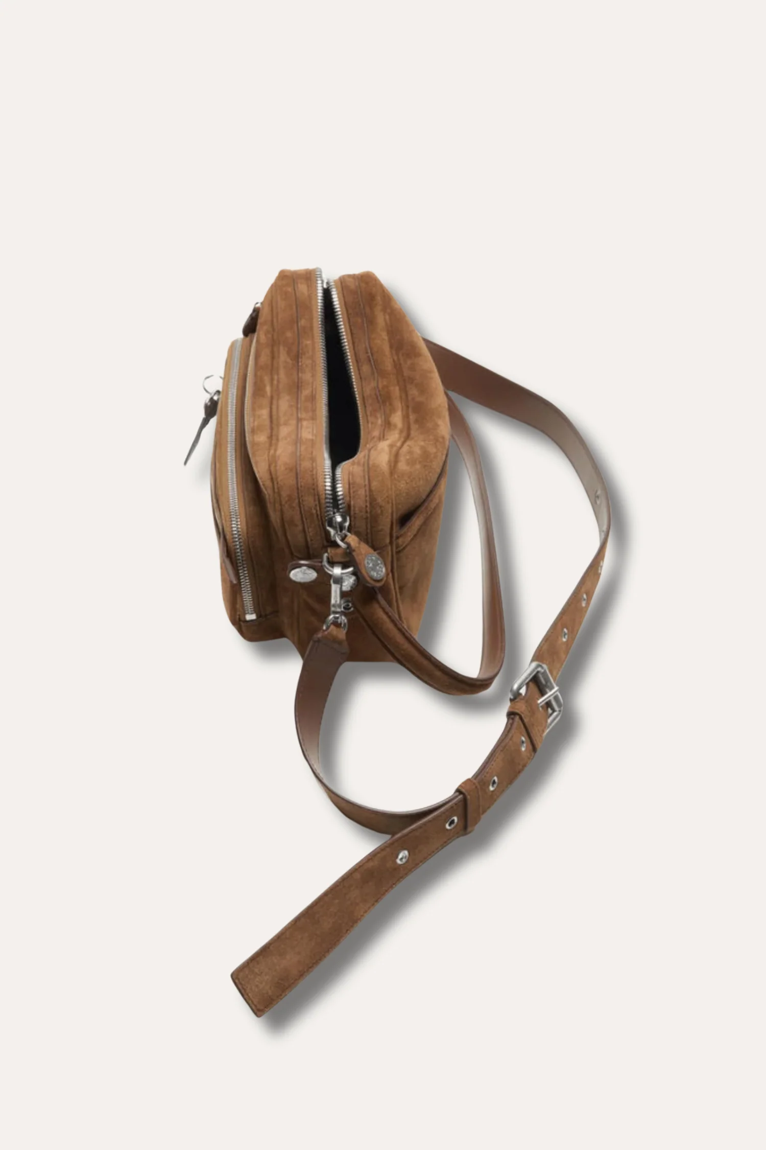 Camero Party Bag- Suede Cognac Brown - Image 5