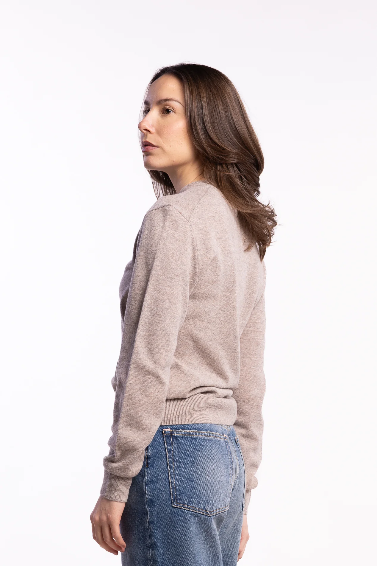 Crewneck Jumper Yak Wool- Greige Melange - Image 2