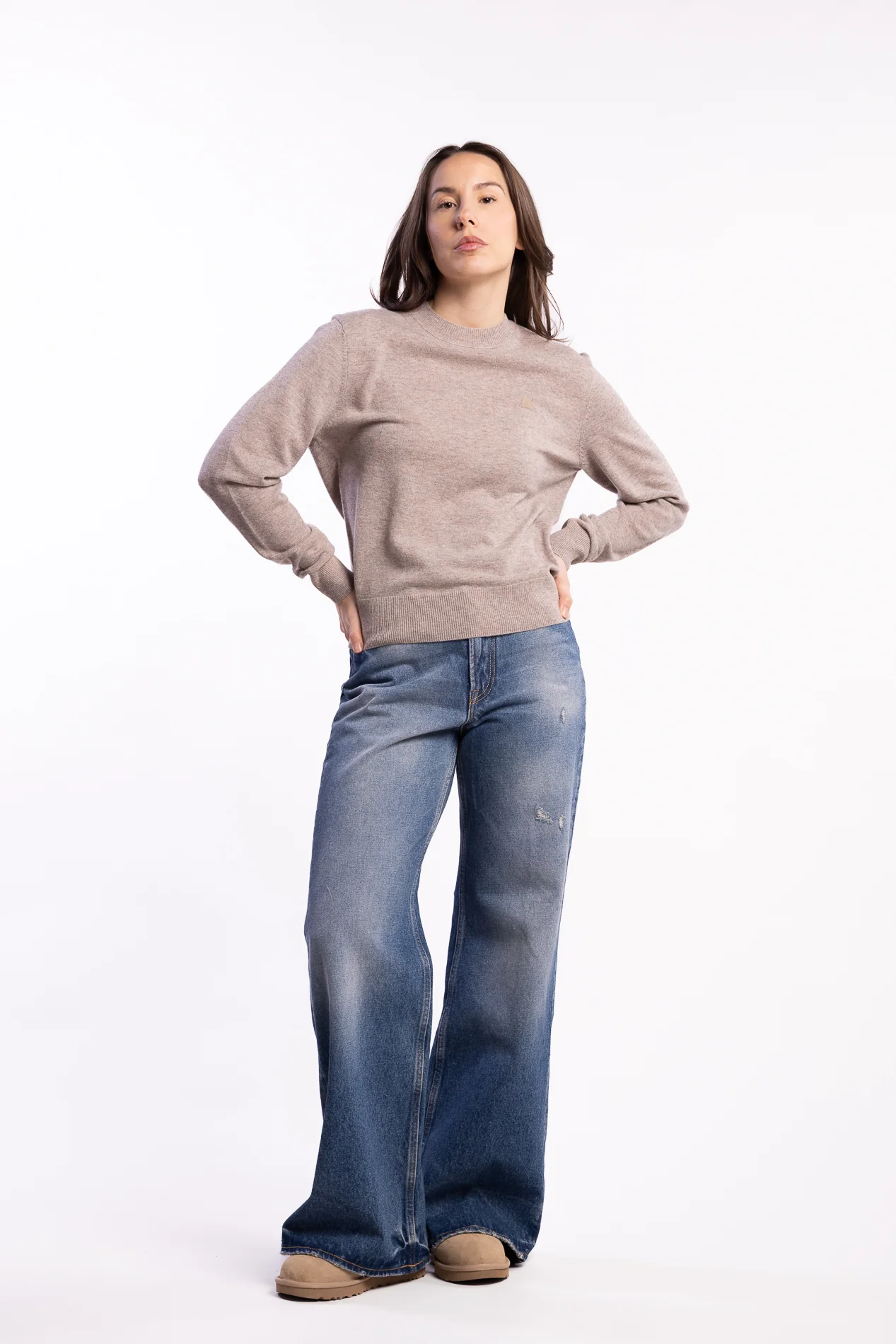 Crewneck Jumper Yak Wool- Greige Melange - Image 4