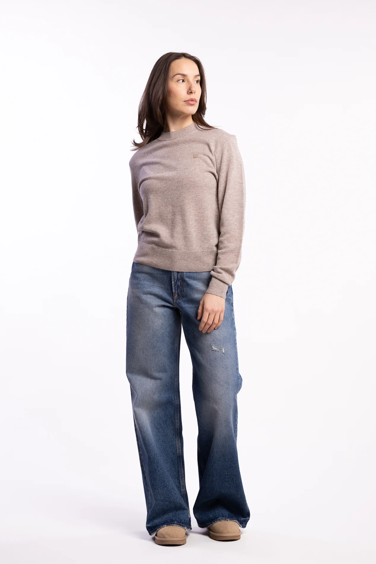 Crewneck Jumper Yak Wool- Greige Melange - Image 5