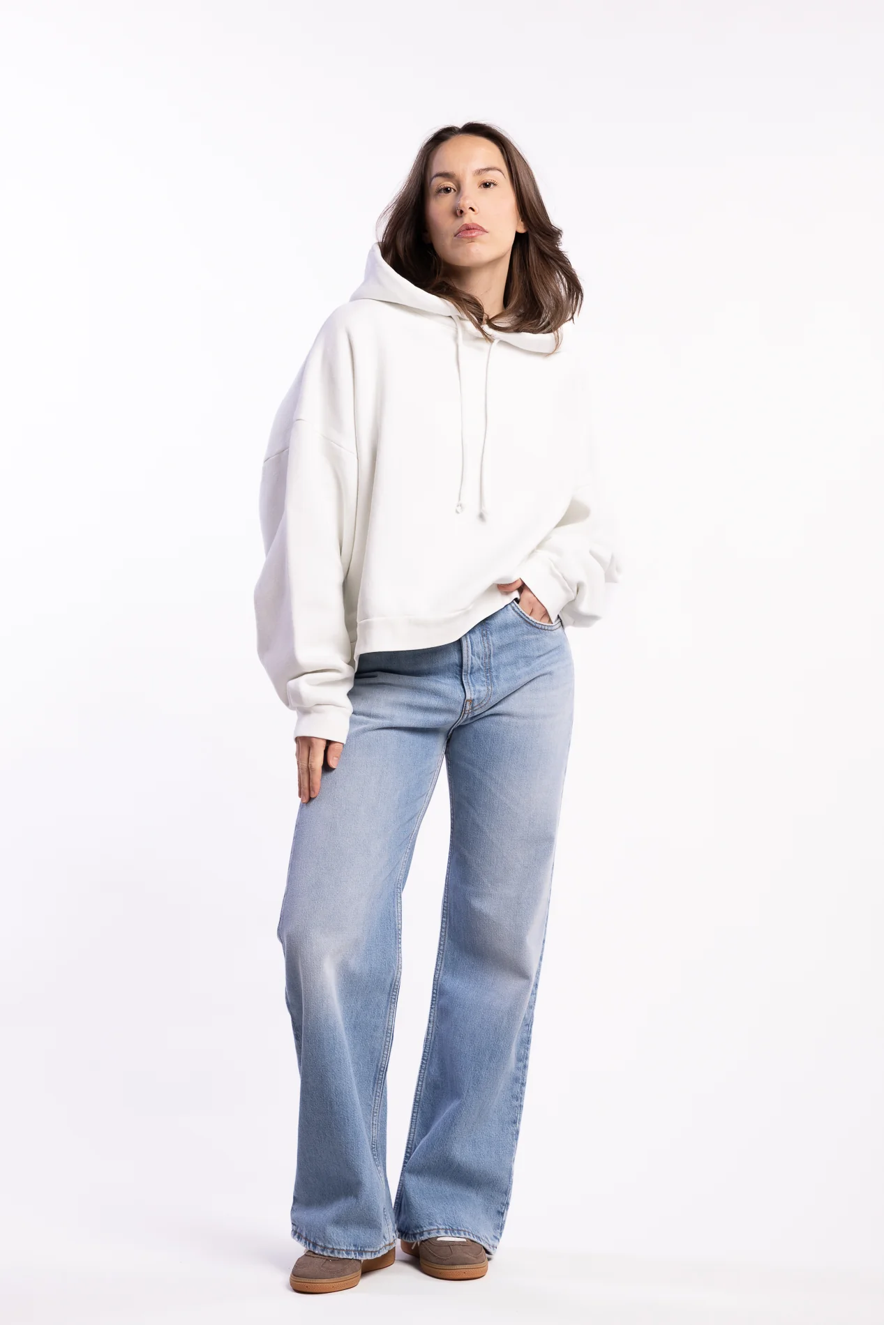 Logo Fleece Hoodie- Ice White - Image 4