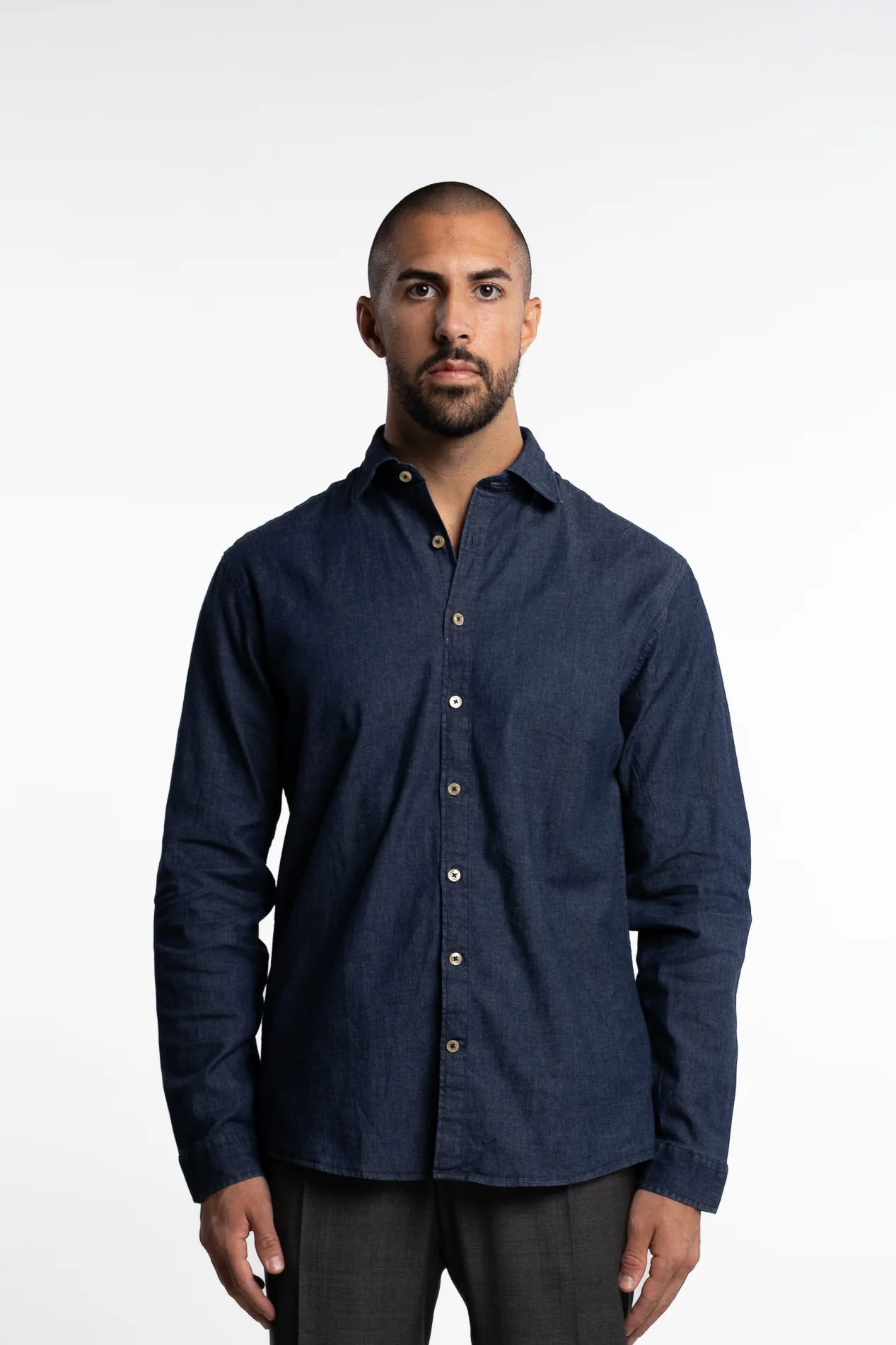 Soft Indigo Stretch Shirt Dark Blue - Image 5