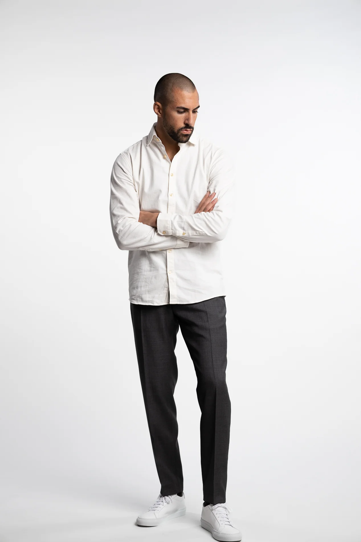 Soft Indigo Stretch Shirt Off-White - Image 3