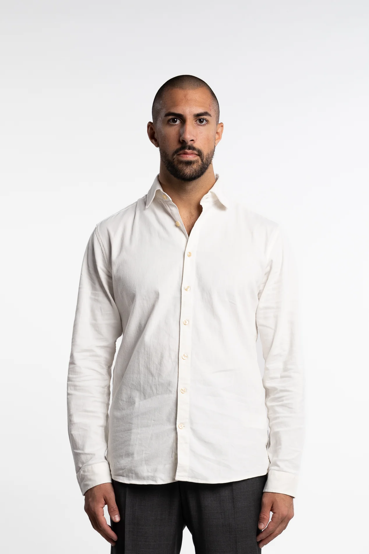 Soft Indigo Stretch Shirt Off-White - Image 5