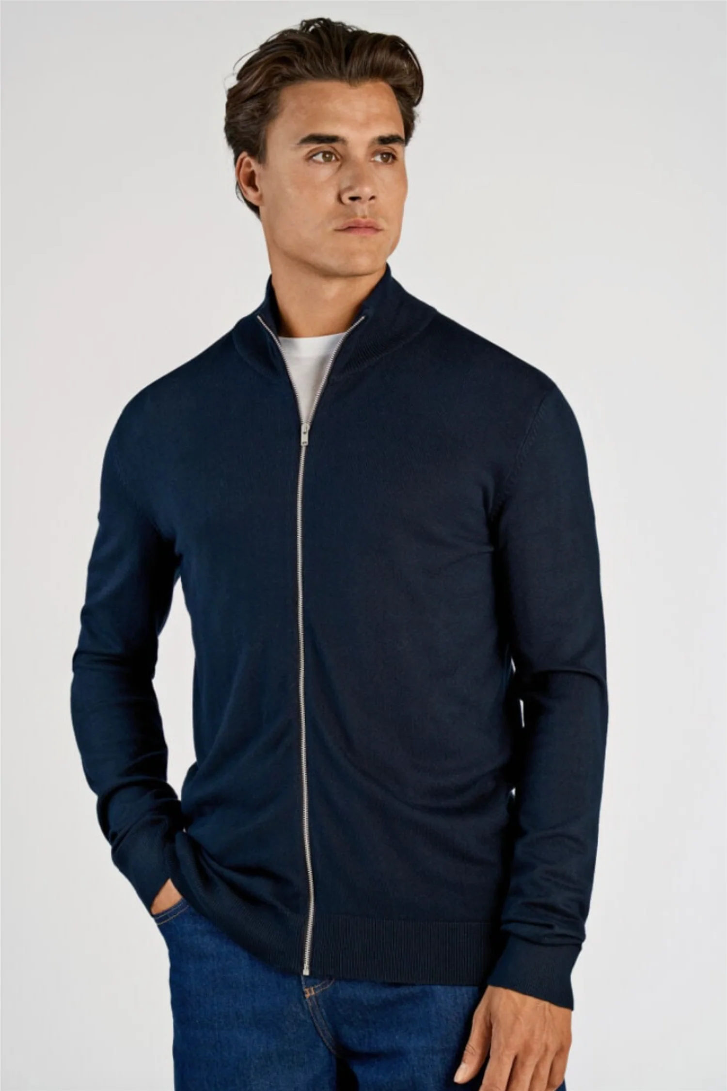 Ecovero Zip Cardigan Navy - Image 8