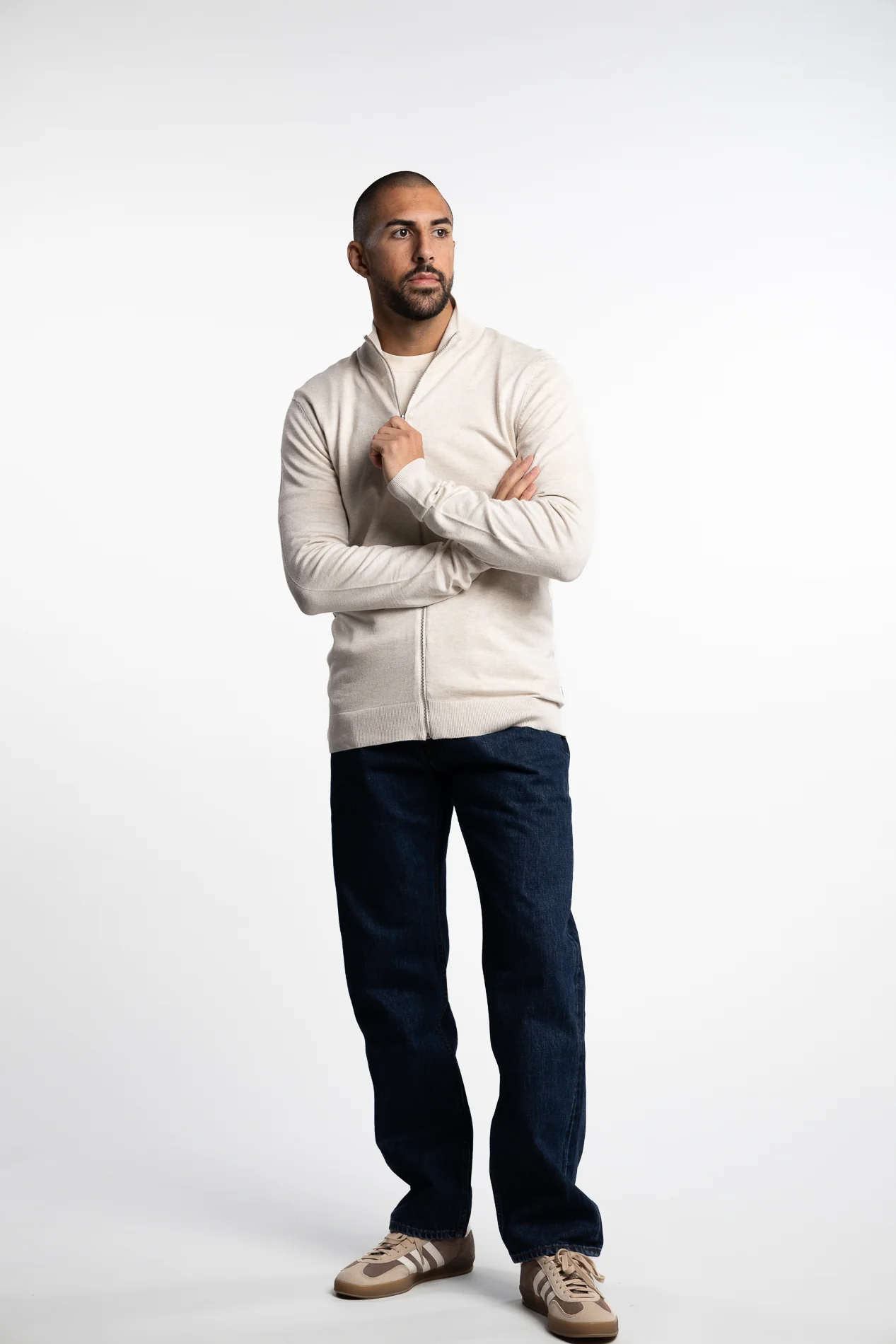 Ecovero Zip Cardigan Off-White - Image 2