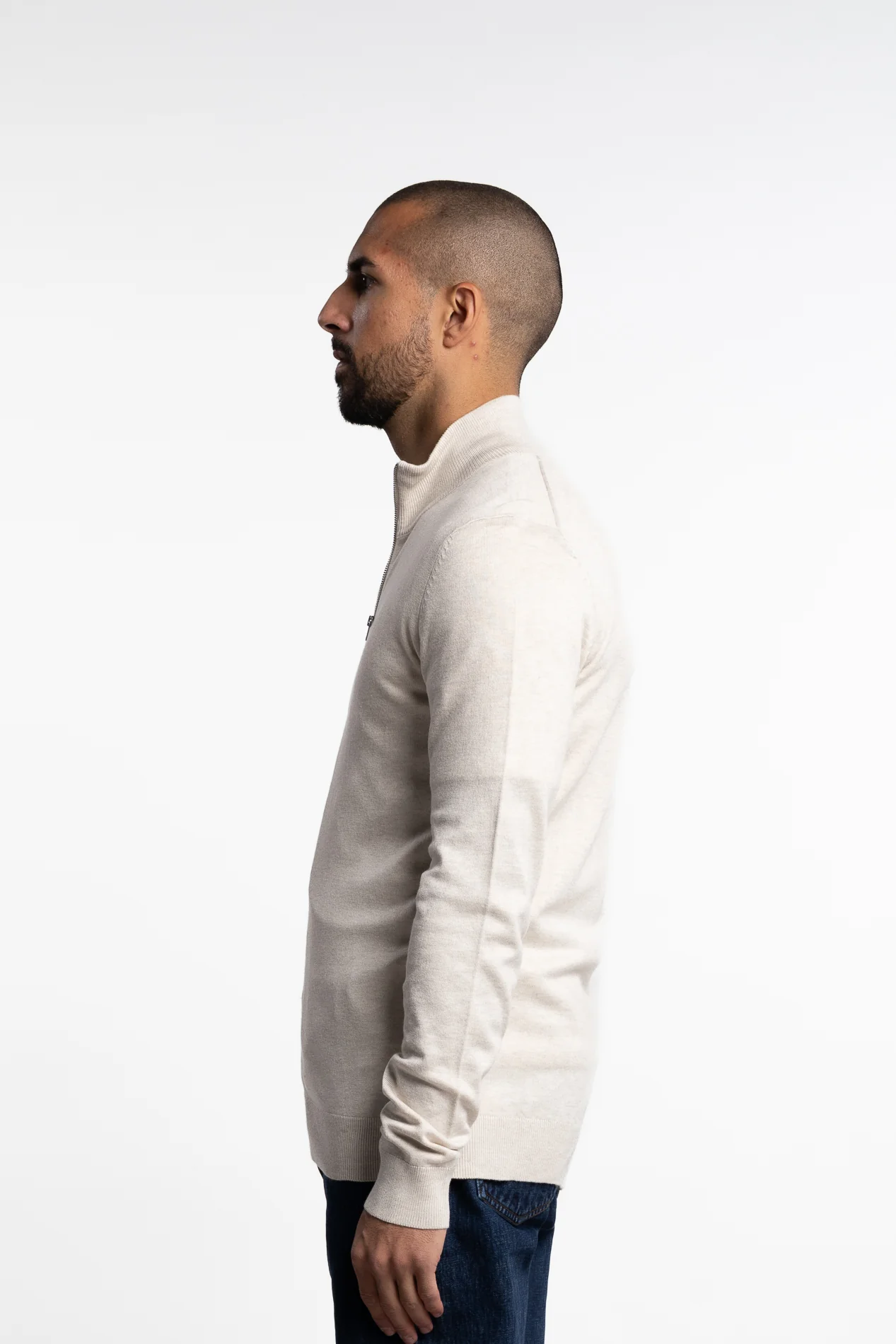 Ecovero Zip Cardigan Off-White - Image 4