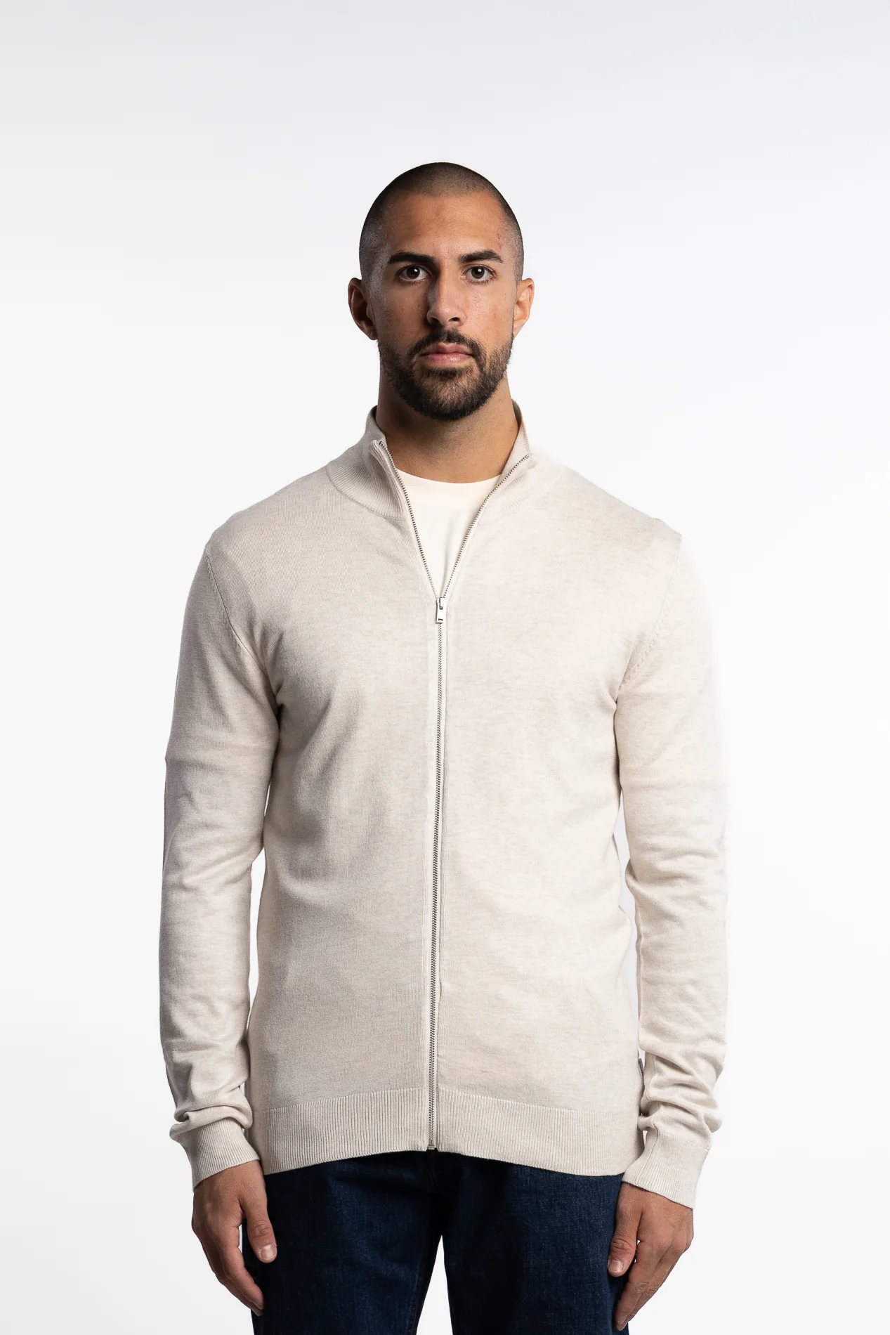 Ecovero Zip Cardigan Off-White - Image 5