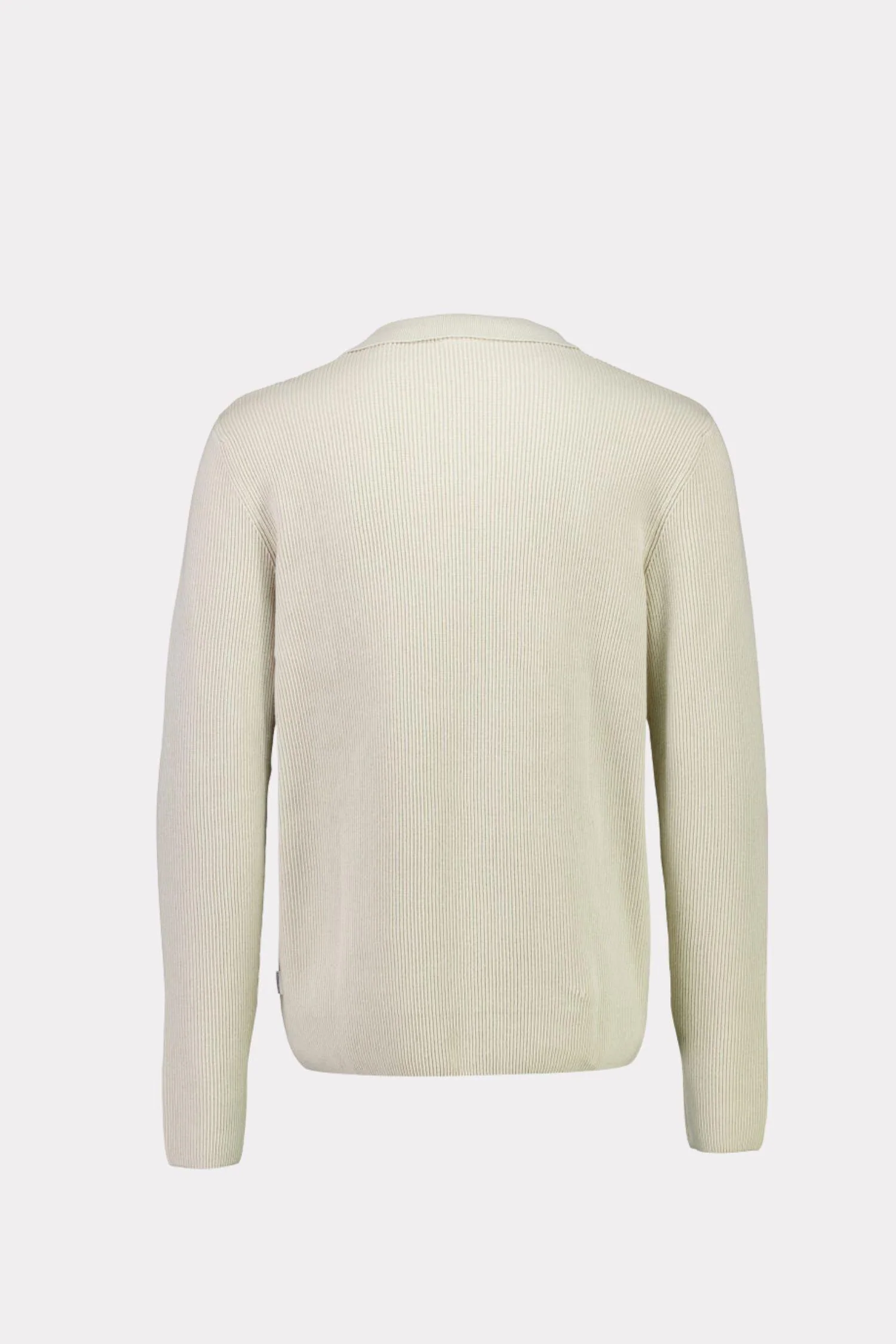 Rib Knitted L/ S V-Neck Polo Lt Stone Grey - Image 2