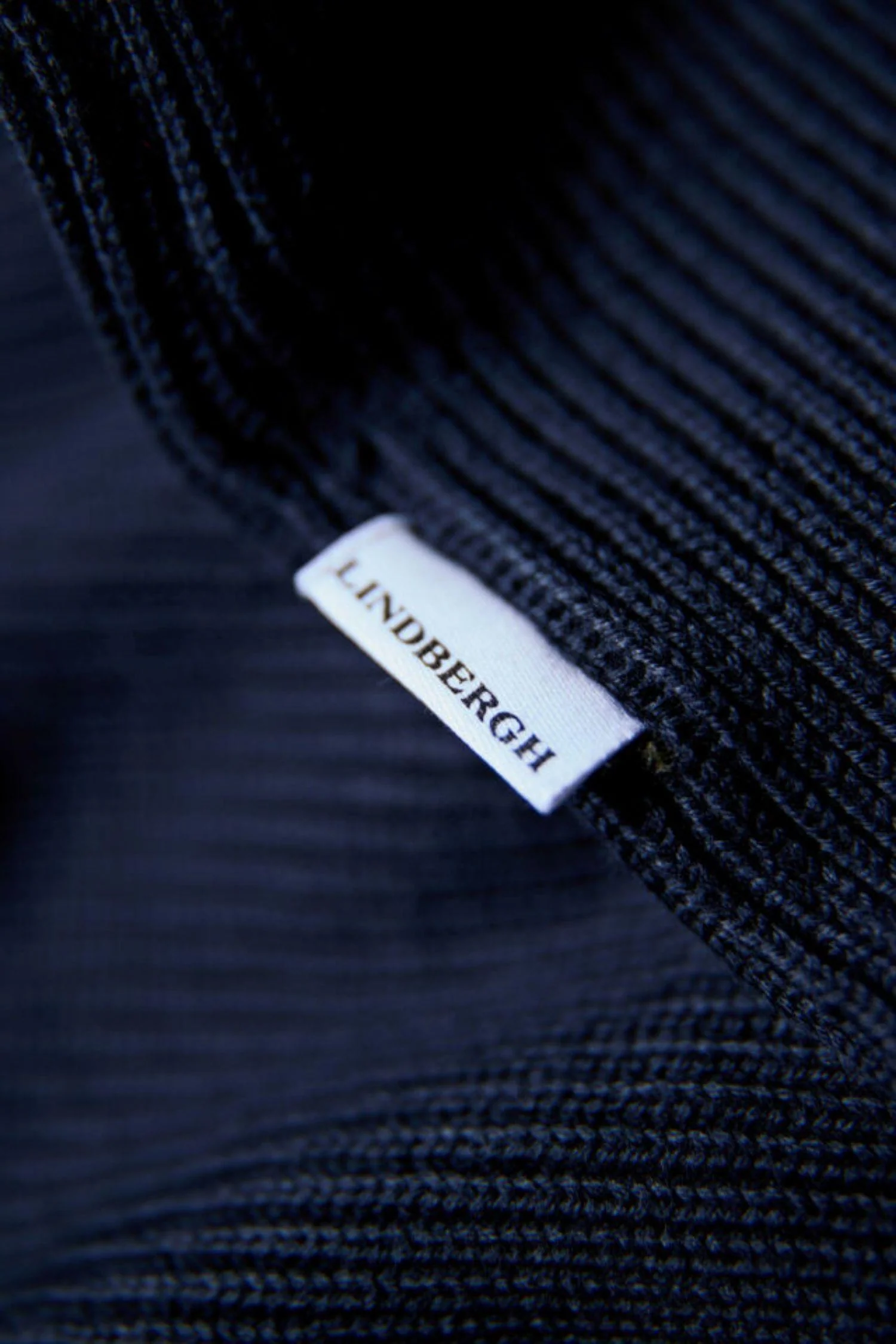 Rib Knitted L/ S V-Neck Polo Navy - Image 3