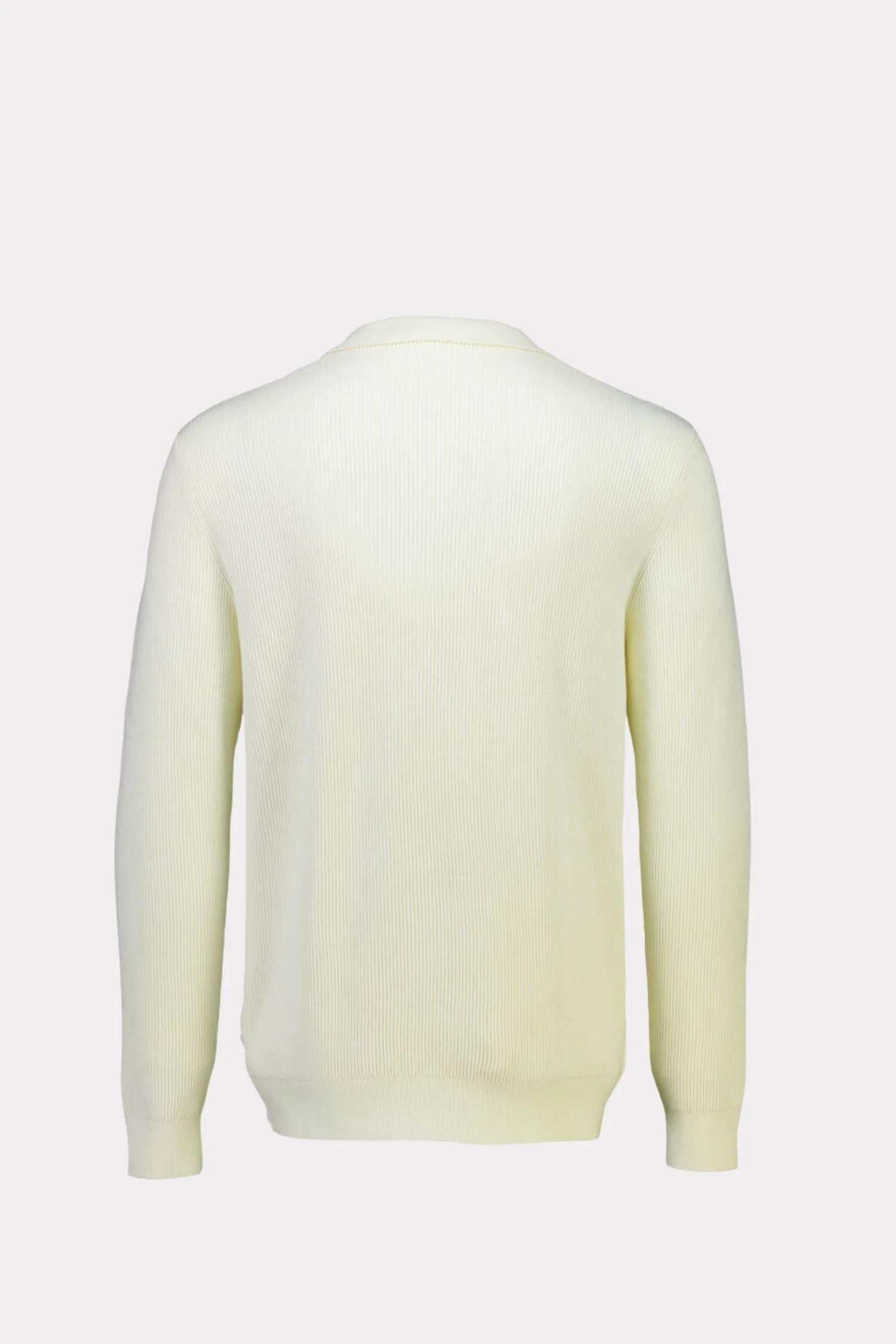 Rib Knitted L/ S V-Neck Polo Pearl White - Image 2