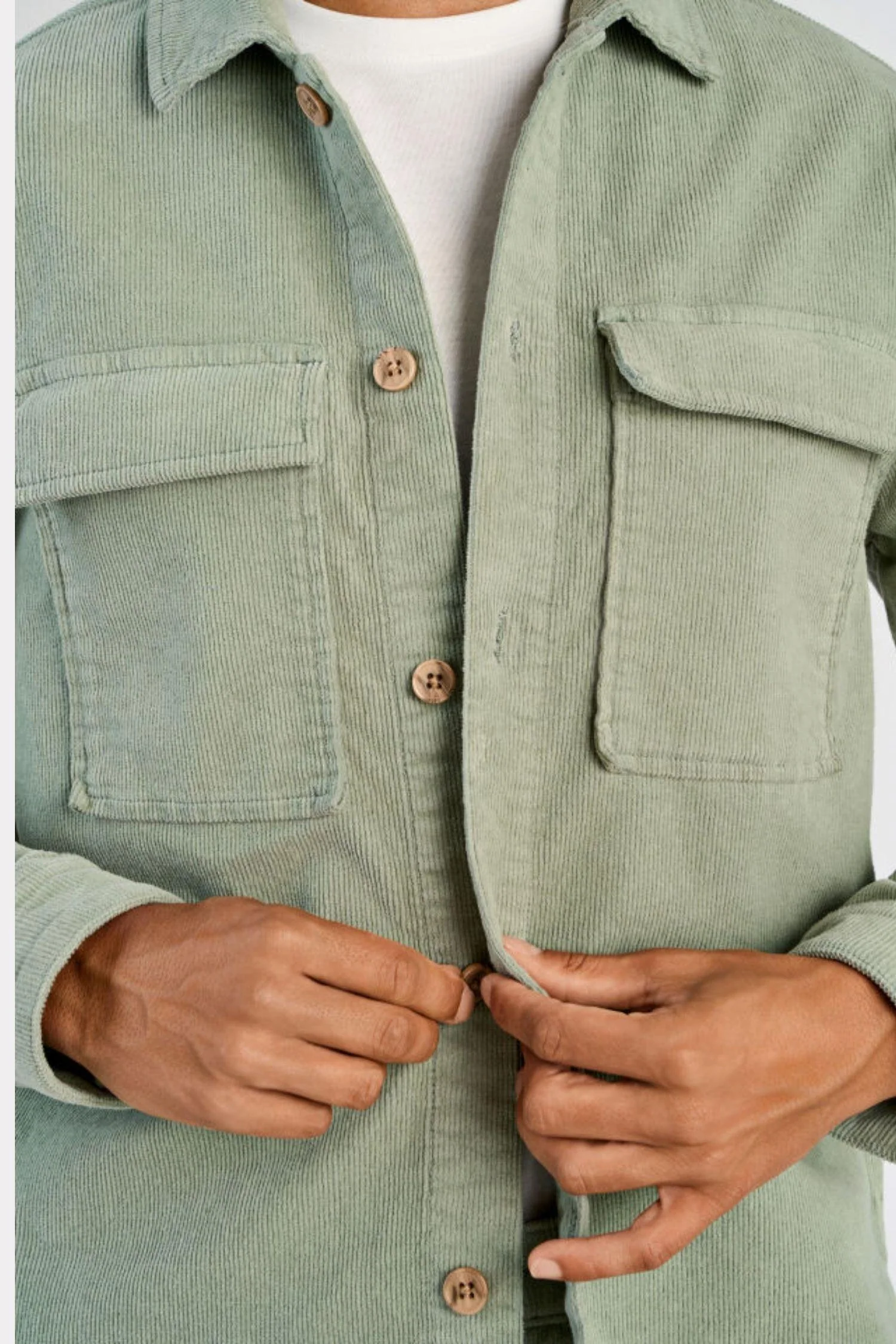 Superflex Corduroy Overshirt Sage Green - Image 3