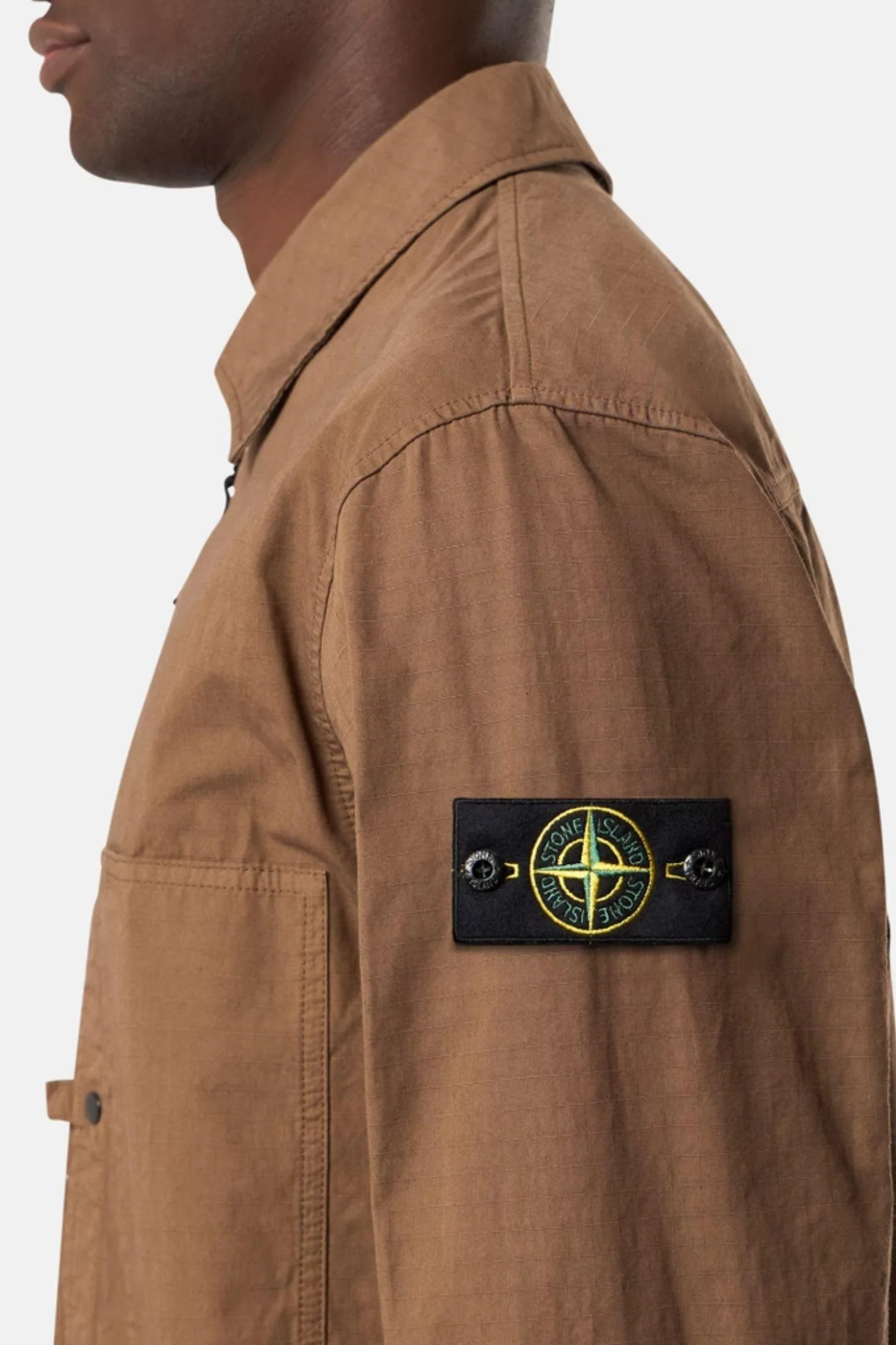 1200005 Comfort-fit zip-up Ripstop Overshirt With Pockets Brown - Image 3