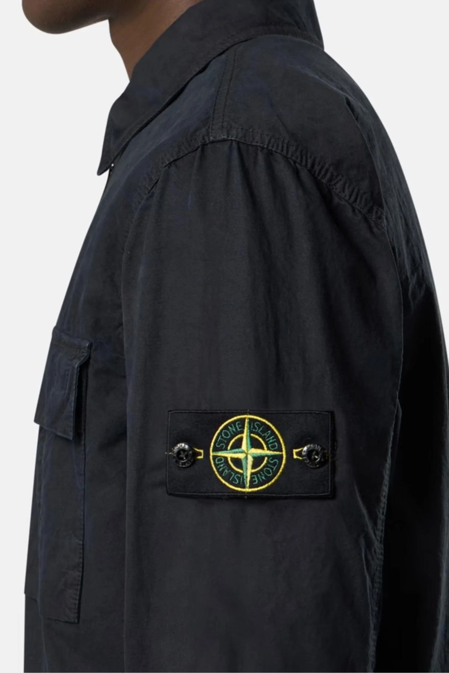 1200008 Regular-fit zip-up Overshirt With Pocket Navy 'Old' Effect - Image 3