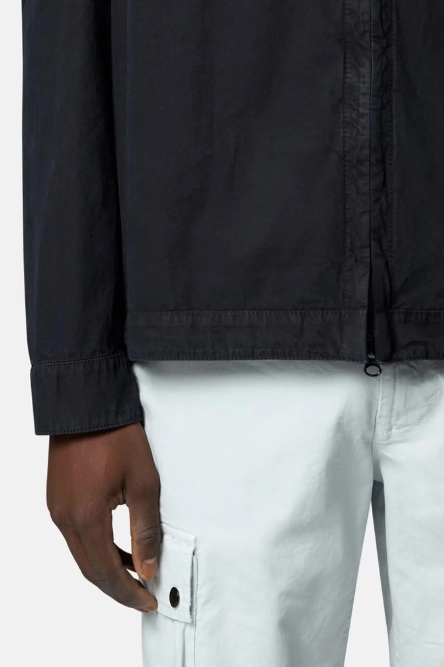 1200008 Regular-fit zip-up Overshirt With Pocket Navy 'Old' Effect - Image 4
