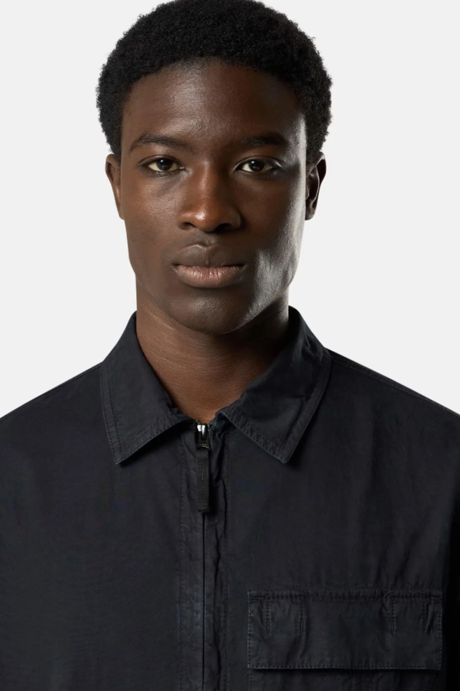 1200008 Regular-fit zip-up Overshirt With Pocket Navy 'Old' Effect - Image 5