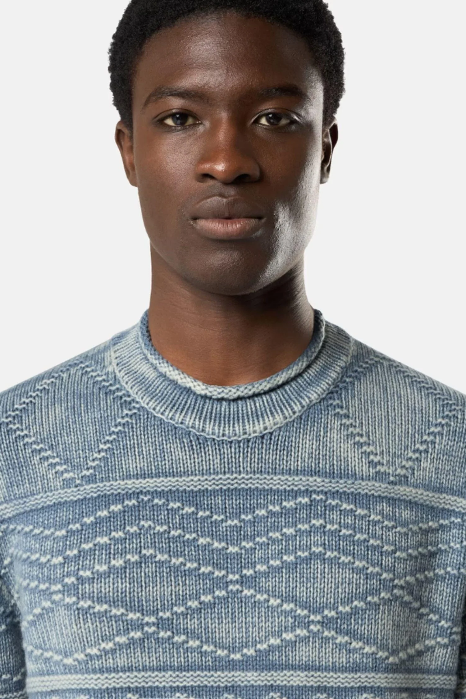 5100001 Loose-fit mock-neck jumper Avio Blue - Image 4