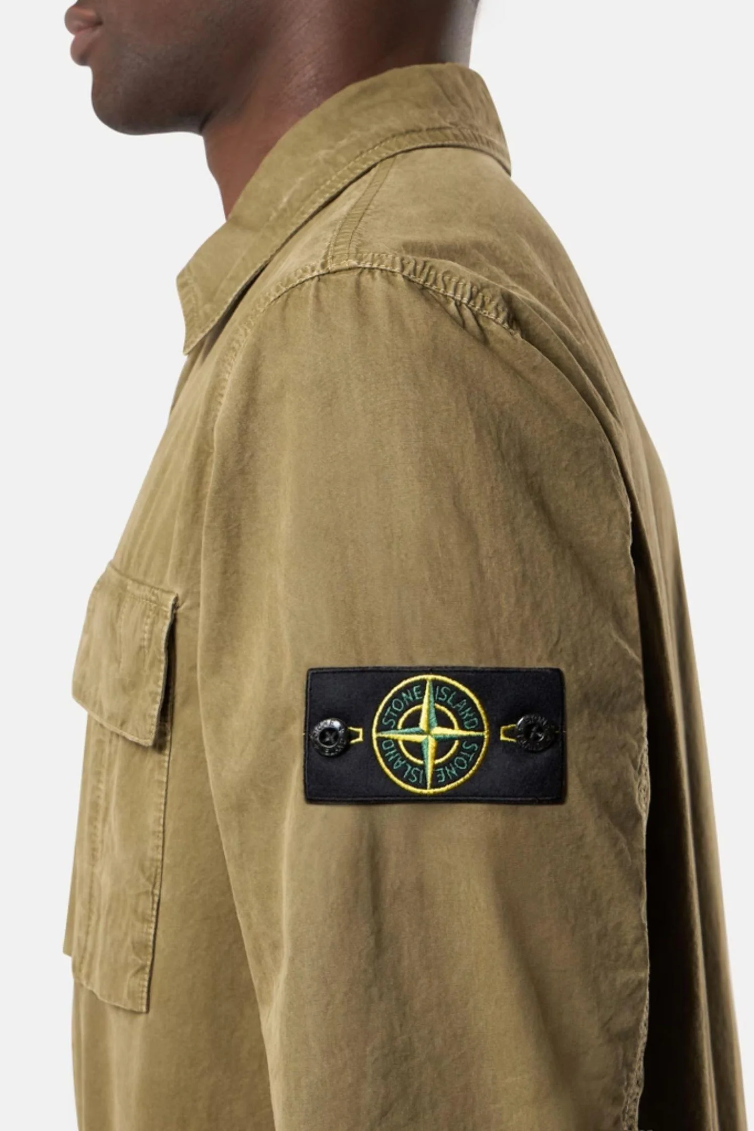 1200008 Regular-fit zip-up Overshirt With Pocket Military Green 'Old' Effect - Image 3