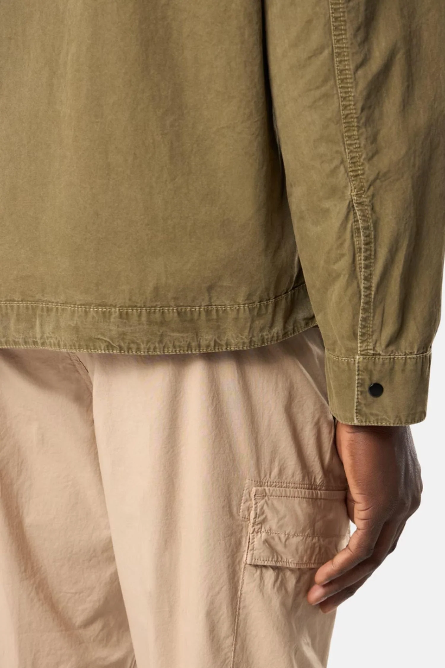 1200008 Regular-fit zip-up Overshirt With Pocket Military Green 'Old' Effect - Image 4