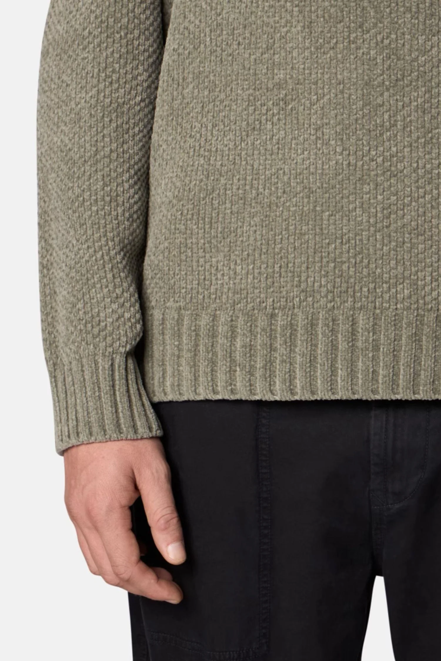5100005 Mock Neck Jumper With Ribbed Trims Sage Green - Image 4