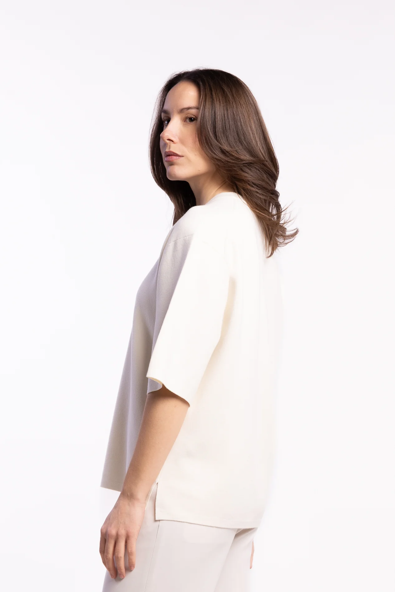 Milano Knit T-shirt- Calico White - Image 2