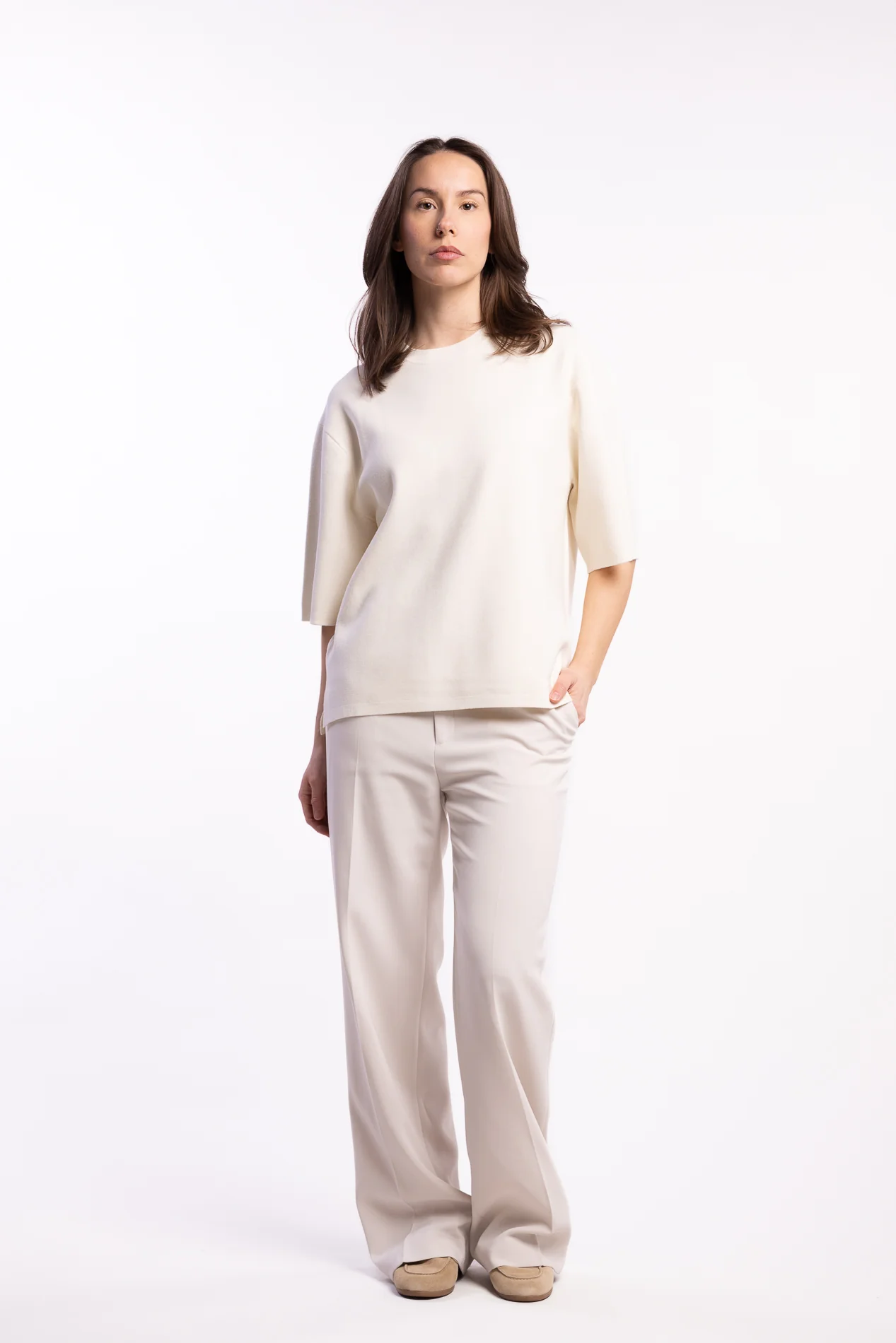 Milano Knit T-shirt- Calico White - Image 5