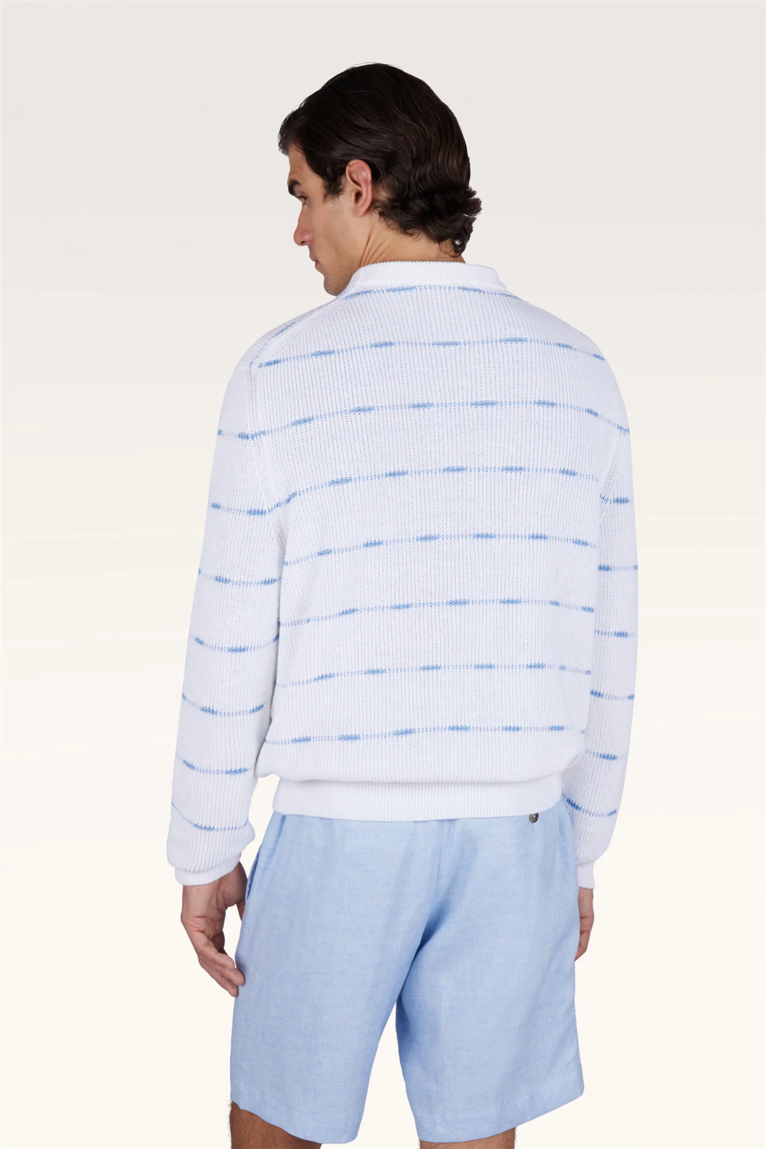 Crew-Neck Sweater Linen/Cotton Urukai With Striped Pattern - Image 4