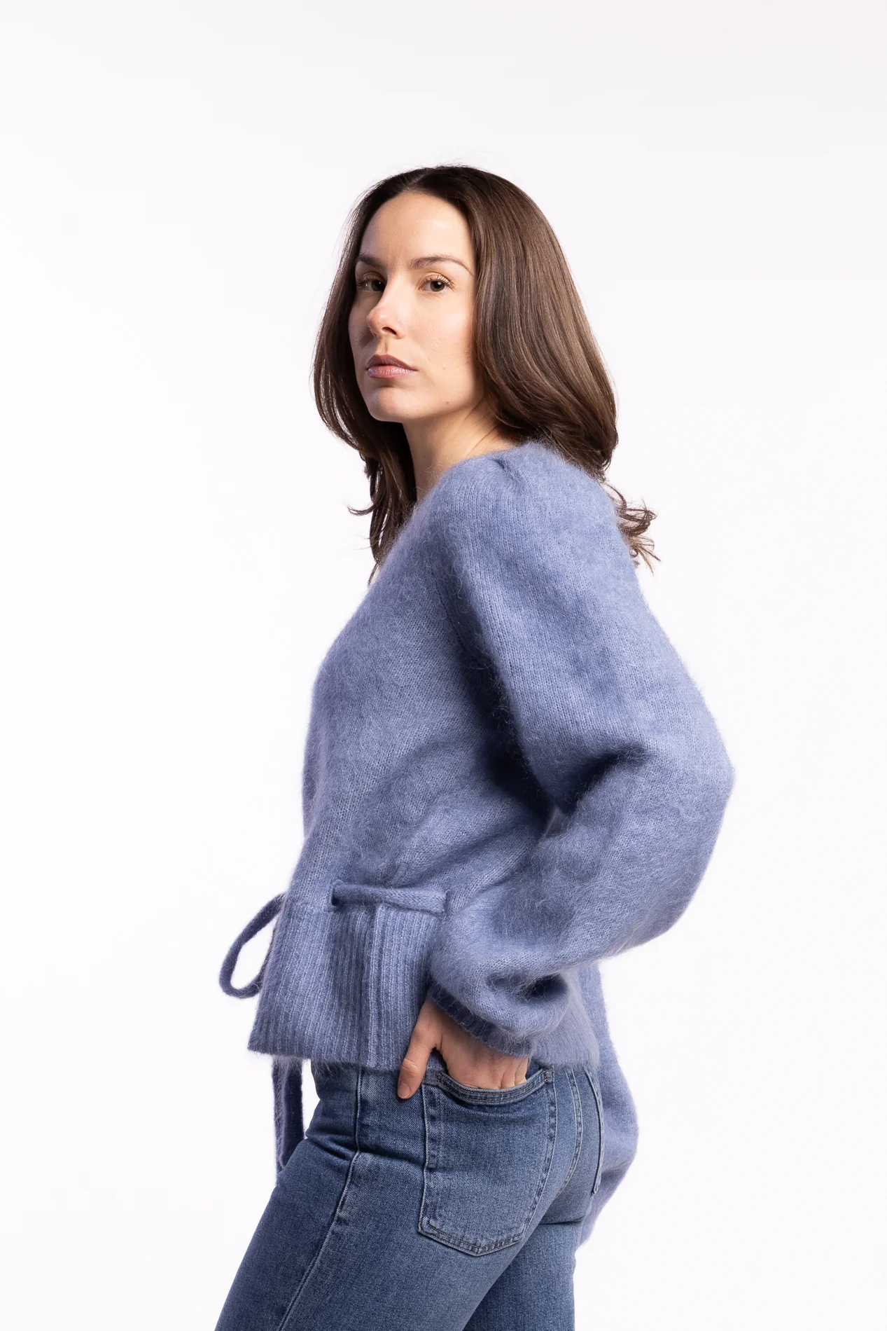 Malin Chunky Cardigan- Denim Blue - Image 3