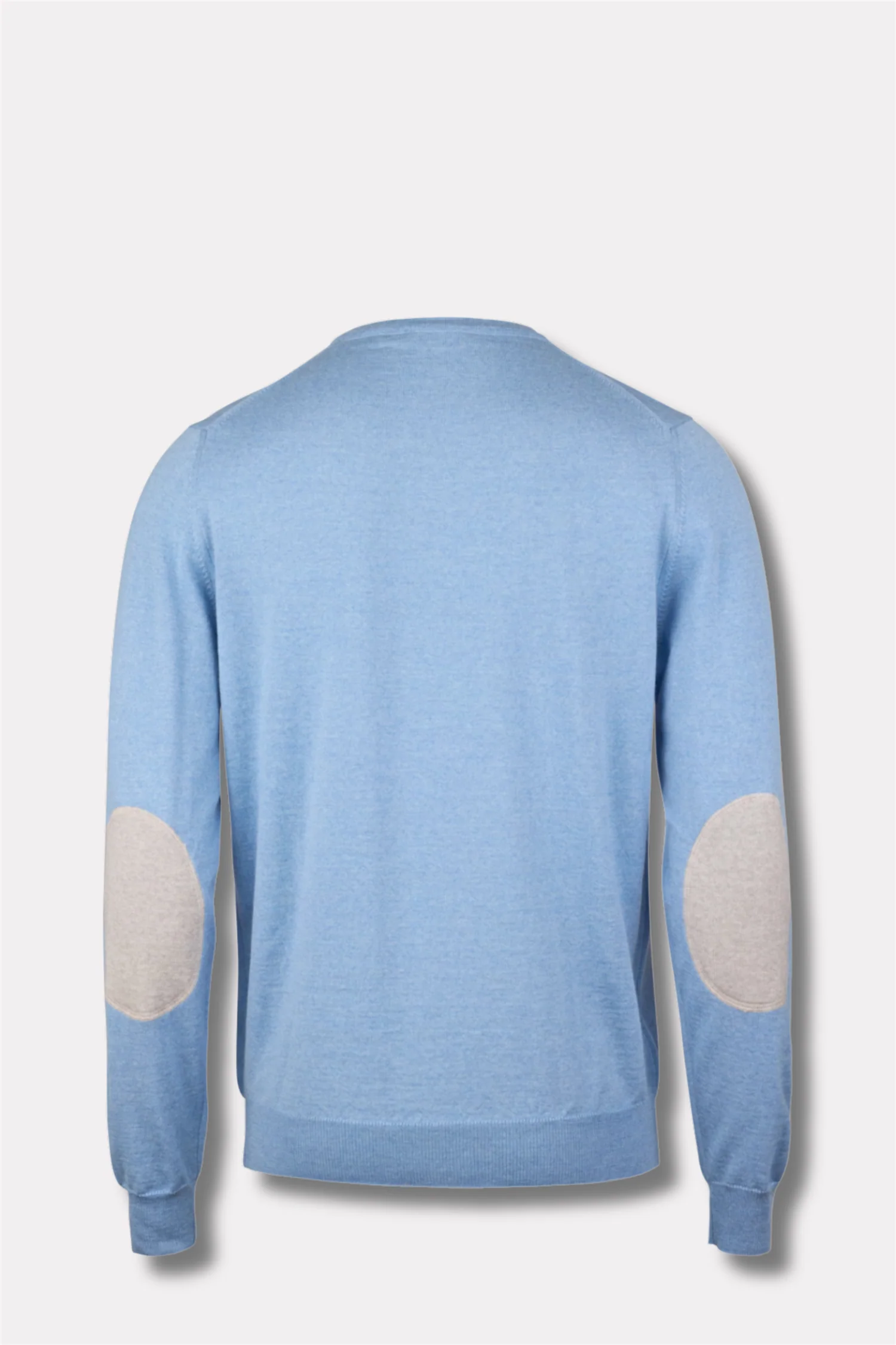 Merino Wool Crew Neck Elbow Patch Light Blue - Image 2
