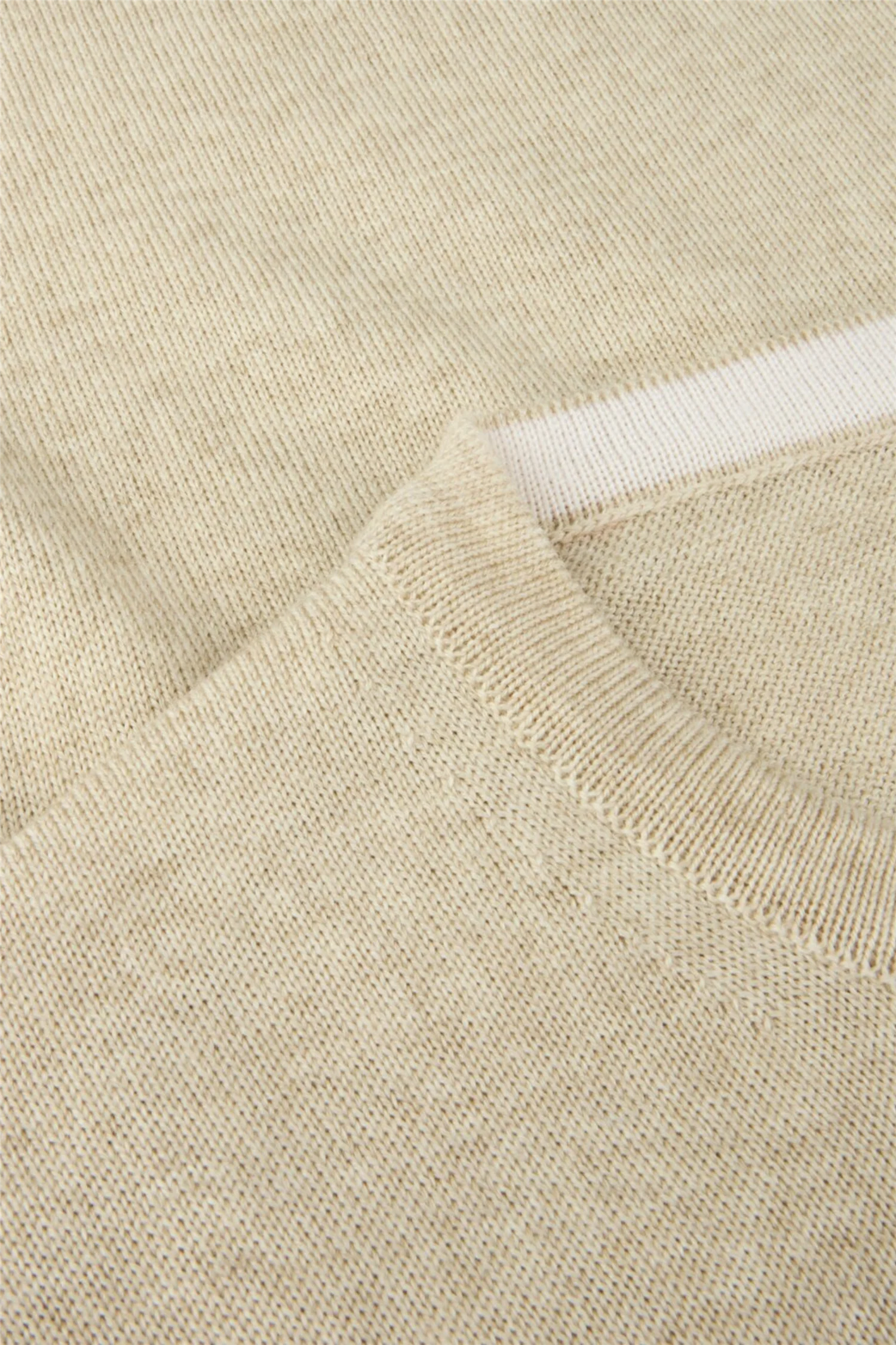 Merino Wool Crew Neck Elbow Patch Light Beige Pattern - Image 3
