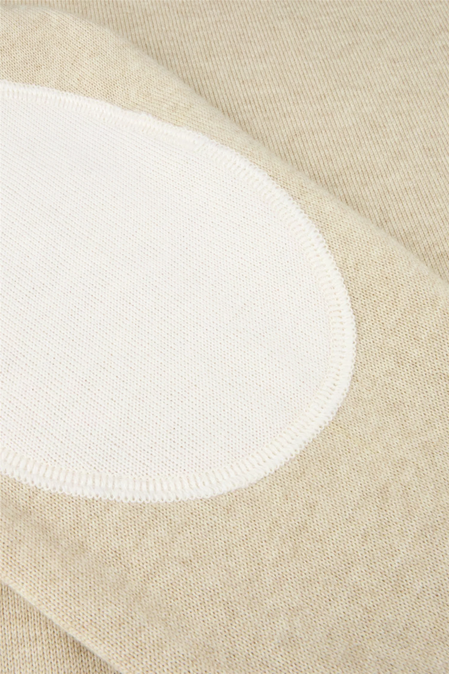 Merino Wool Crew Neck Elbow Patch Light Beige Pattern - Image 4