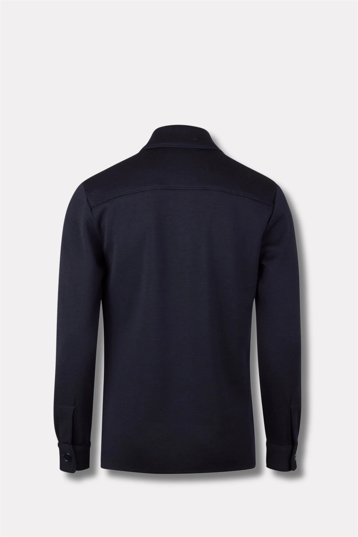 Knitted Merino Wool Overshirt Navy - Image 7