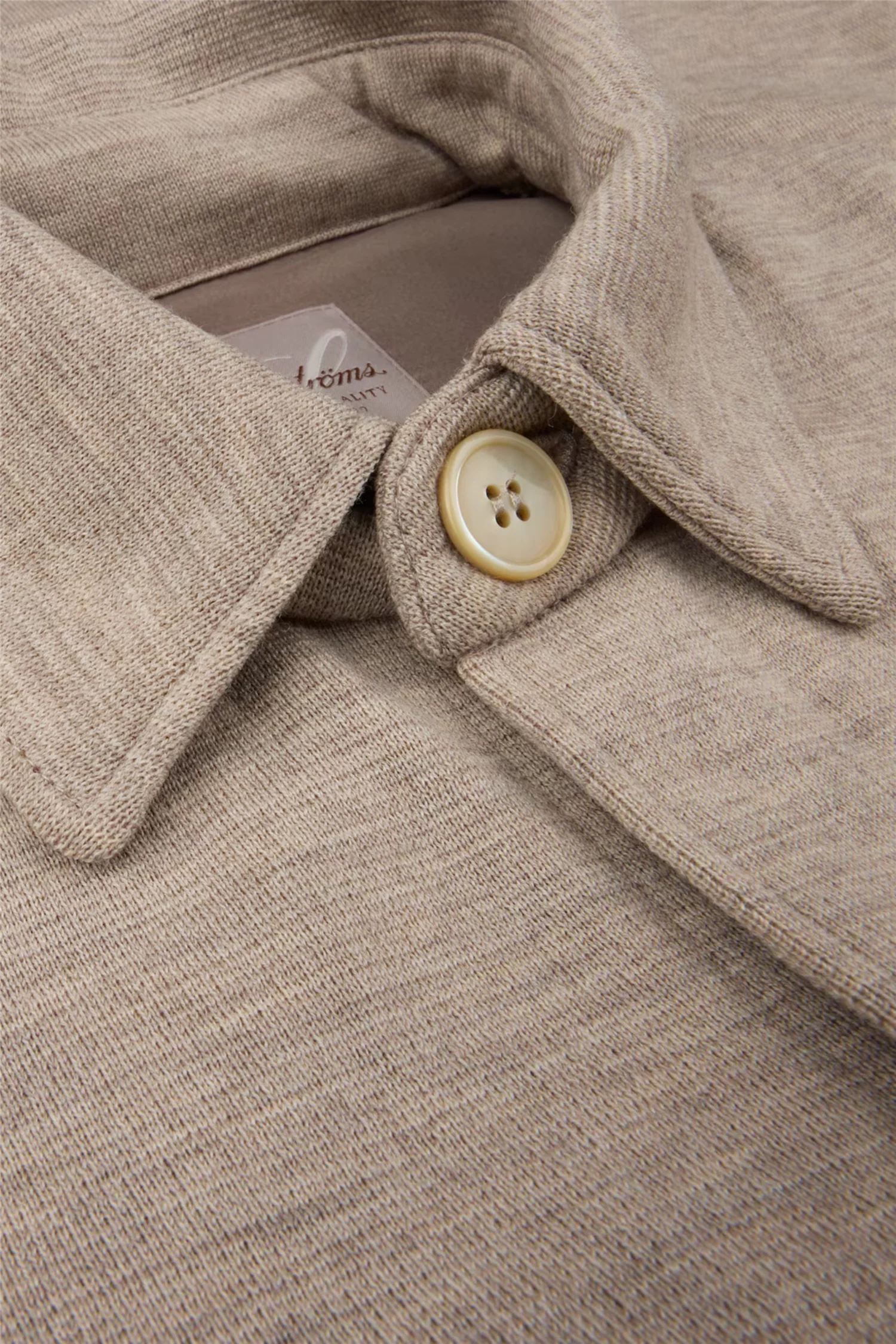 Knitted Merino Wool Overshirt Beige - Image 3