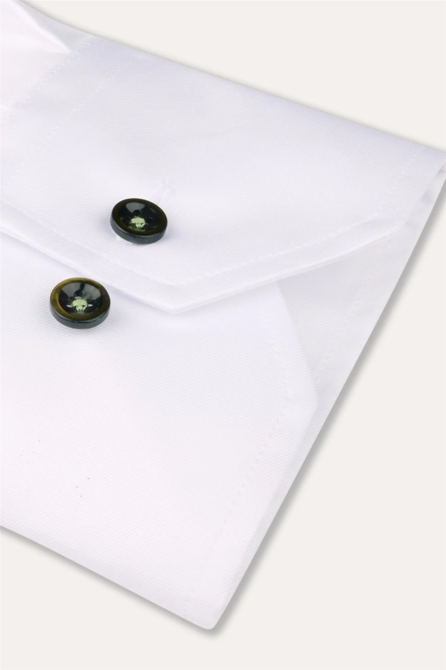 Slimline Twill Shirt Contrast Buttons White - Image 3