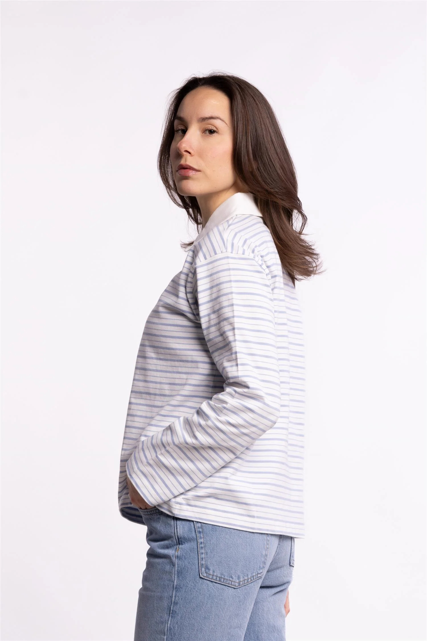 Elmer polo shirt - Light blue stripe - Image 3