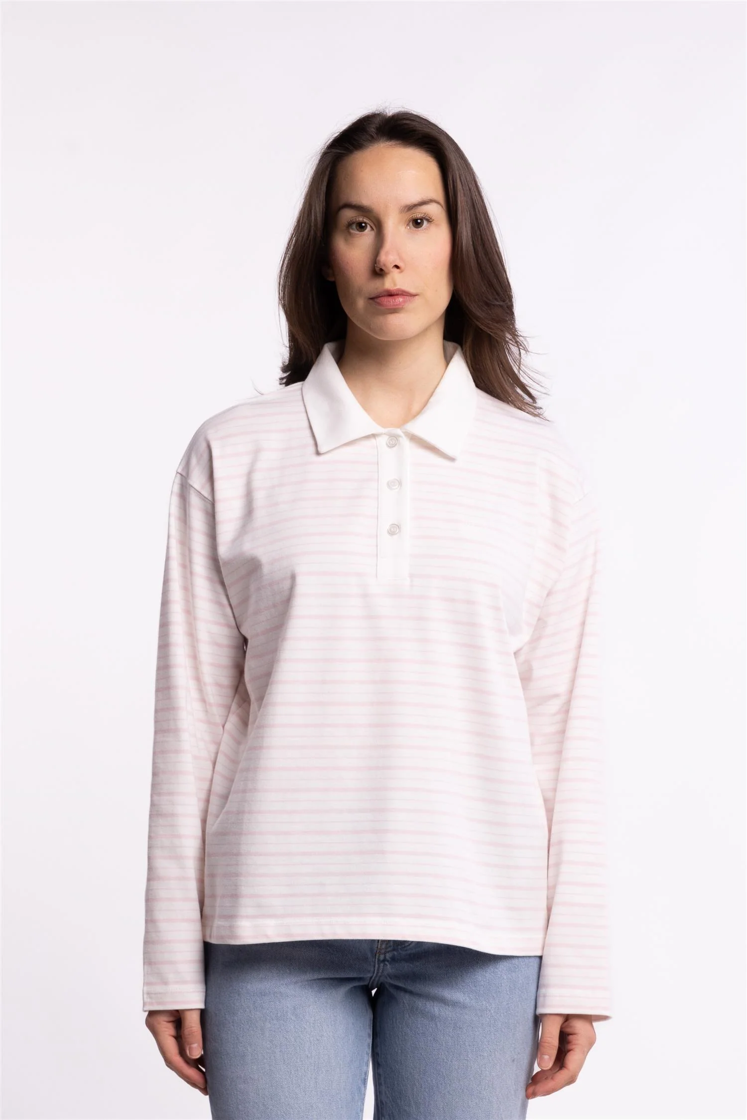 Elmer polo shirt - Light Pink stripe - Image 2