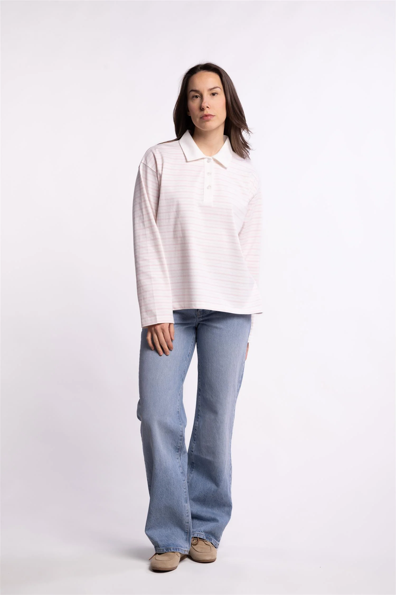Elmer polo shirt - Light Pink stripe - Image 5