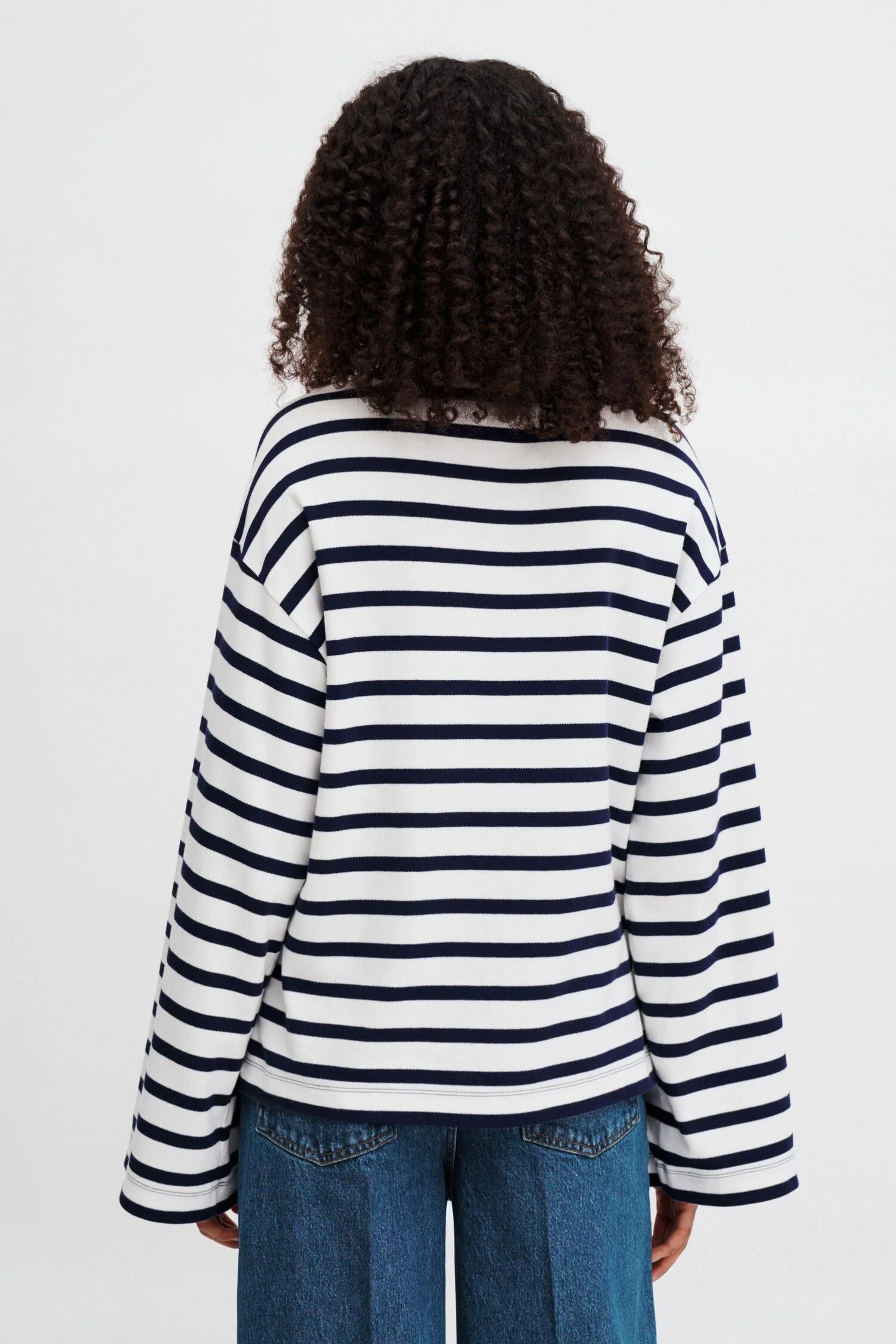Cotton Mariner Top- White/Navy - Image 4