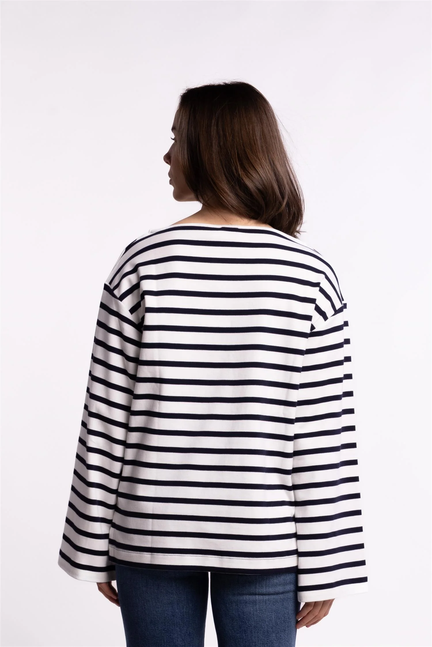 Cotton Mariner Top- White/Navy - Image 7
