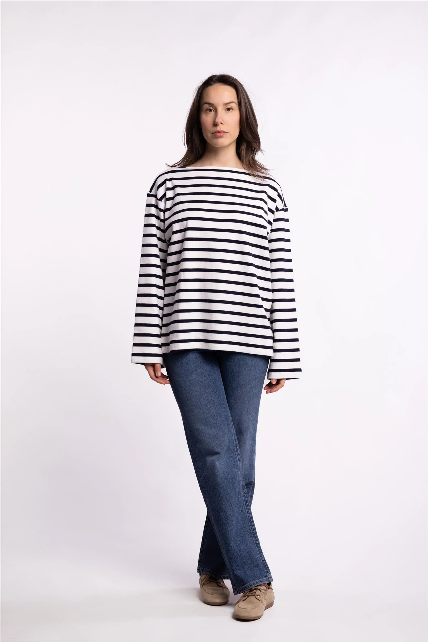Cotton Mariner Top- White/Navy - Image 8