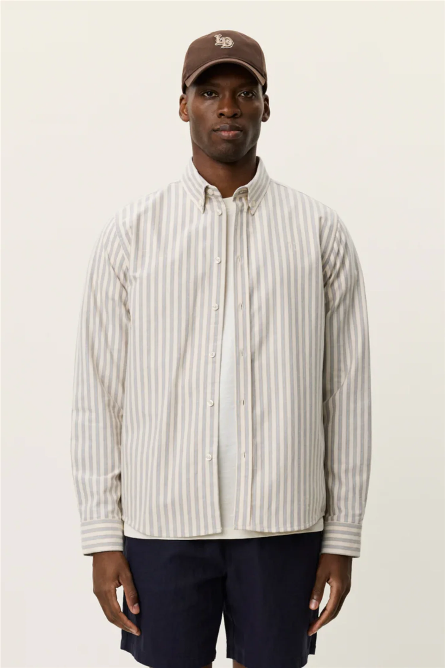 Konrad Striped Oxford Shirt Eggnog White - Image 5