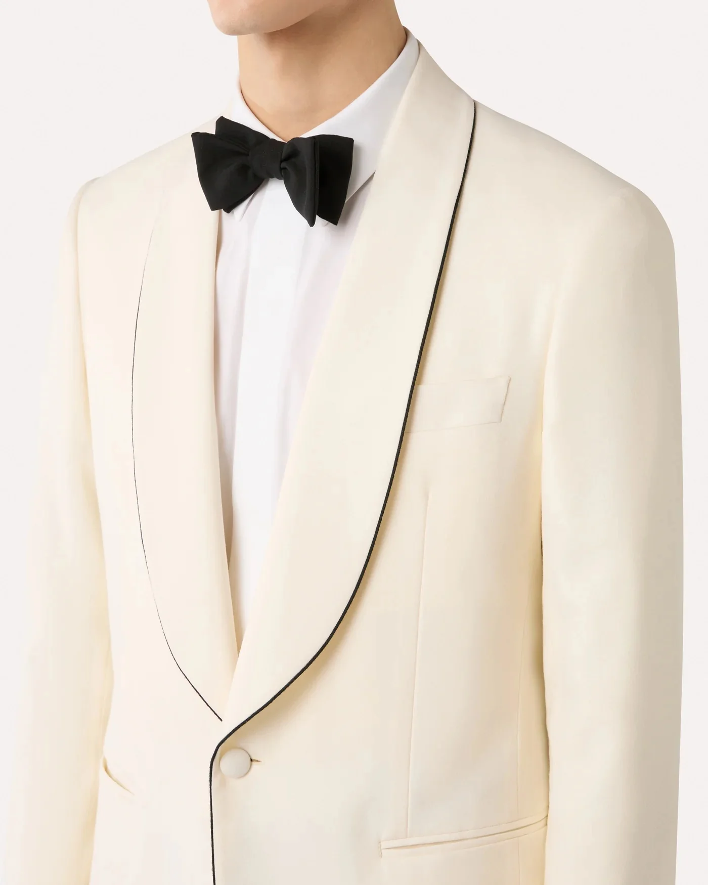 Single-Breasted Jacket in Cream Stretch Wool - Image 3