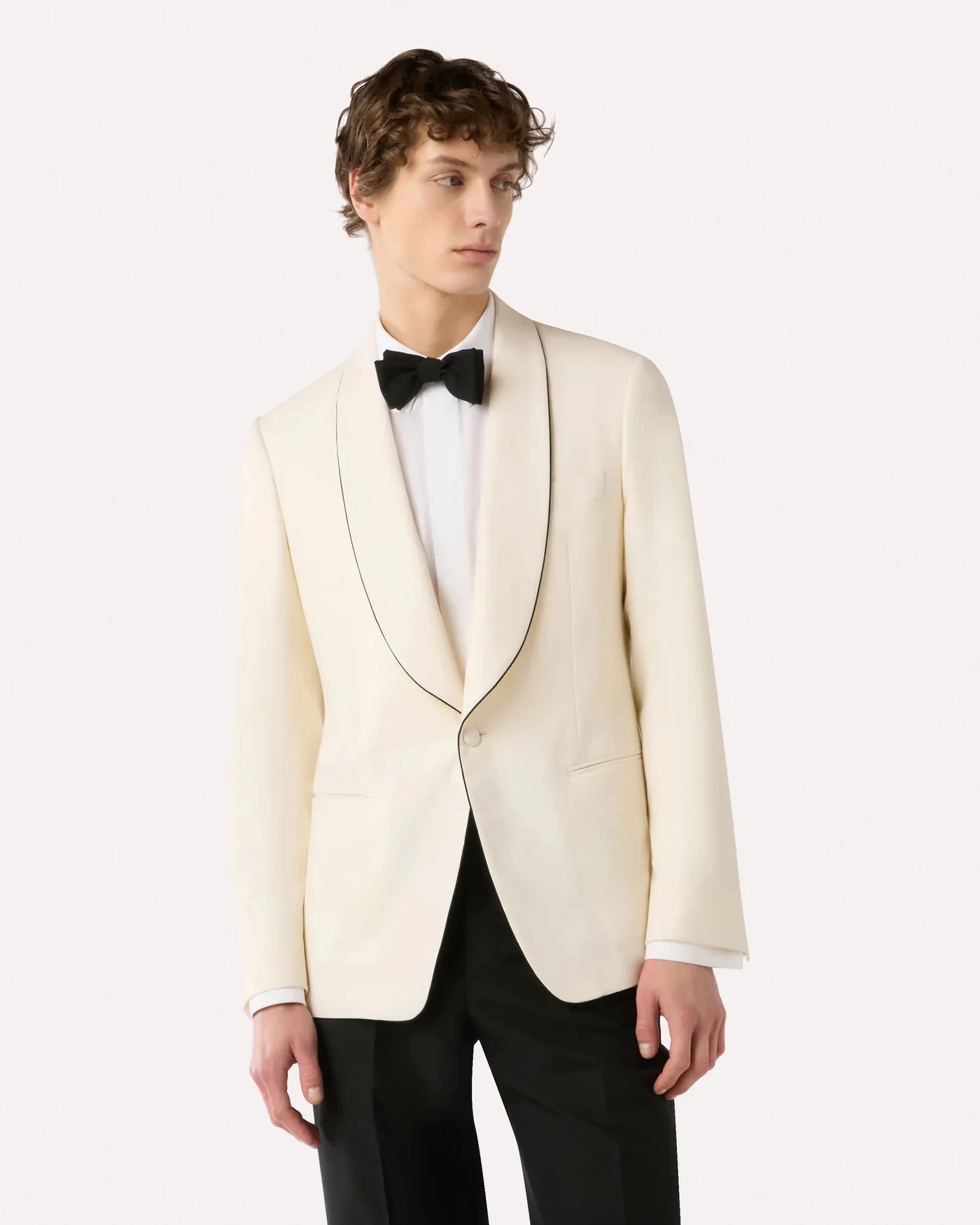 Single-Breasted Jacket in Cream Stretch Wool - Image 4