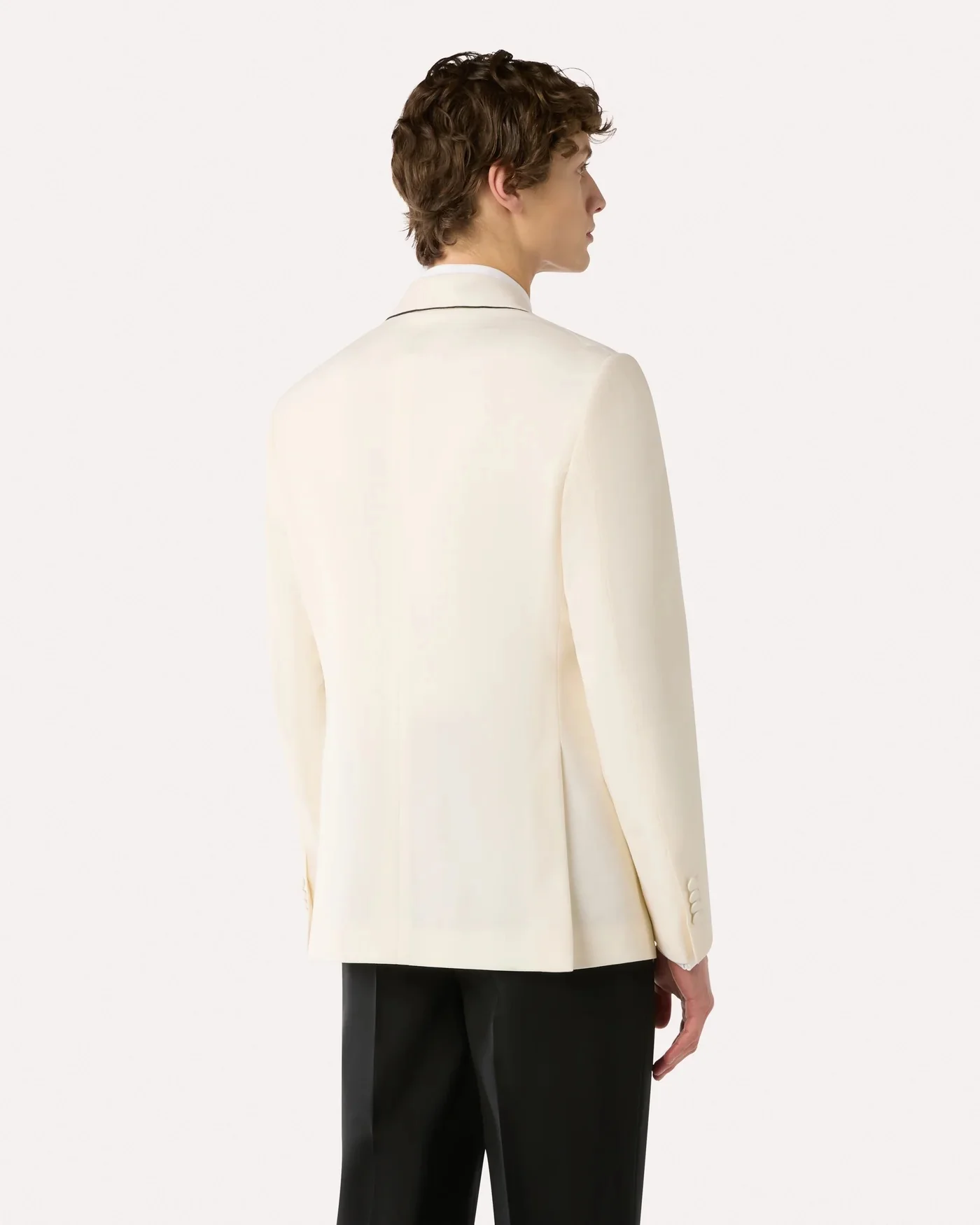 Single-Breasted Jacket in Cream Stretch Wool - Image 5