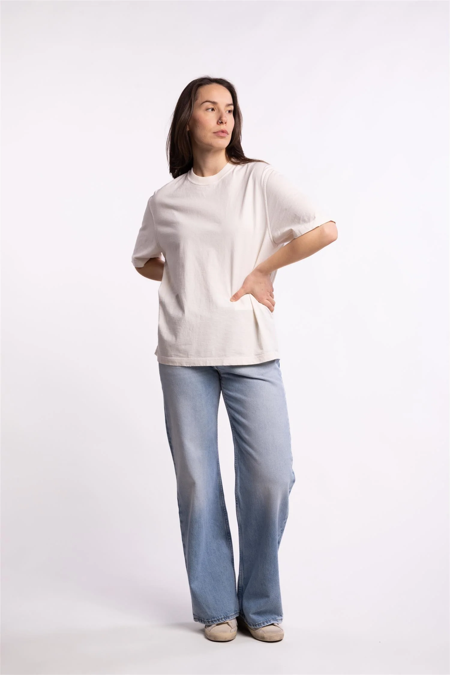 Relaxed Fit T-Shirt Logo Patch- Heritage White - Image 7