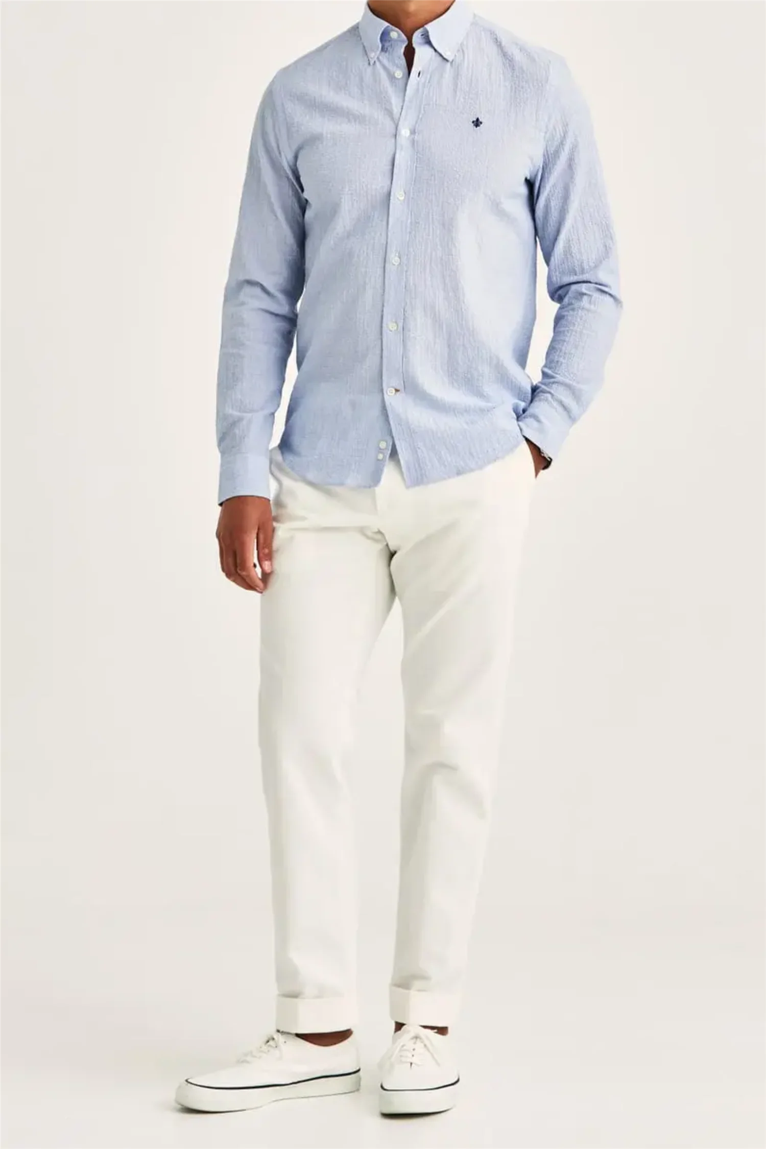 Seersucker Shirt Slim Fit Blue - Image 2