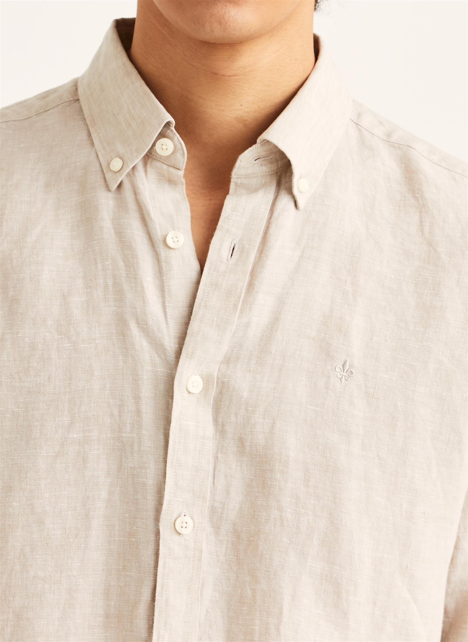 Douglas Classic Fit Linen Shirt Khaki - Image 3