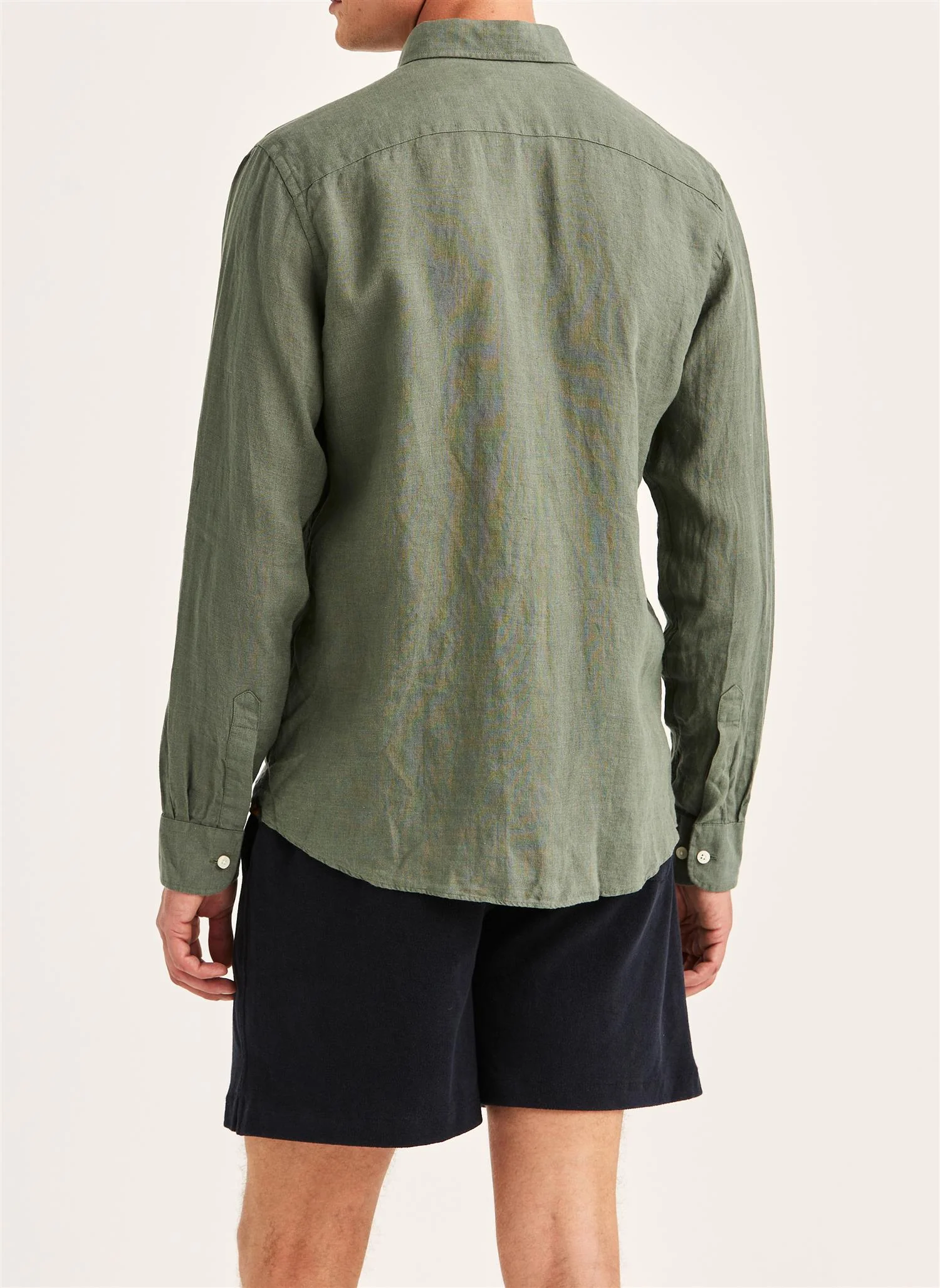 Douglas Classic Fit Linen Shirt Olive - Image 2