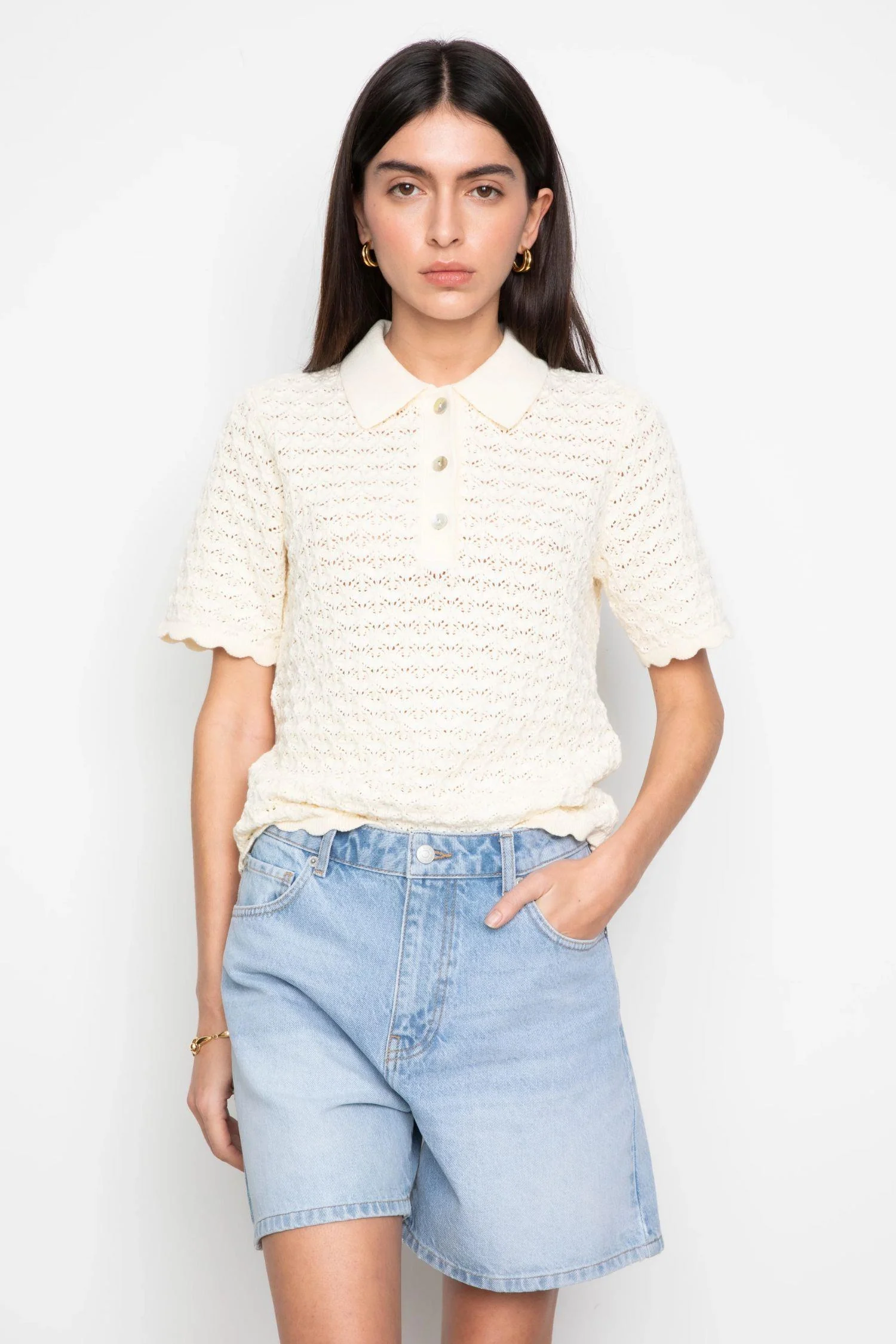 Gwen Knit Tee - Cream - Image 4